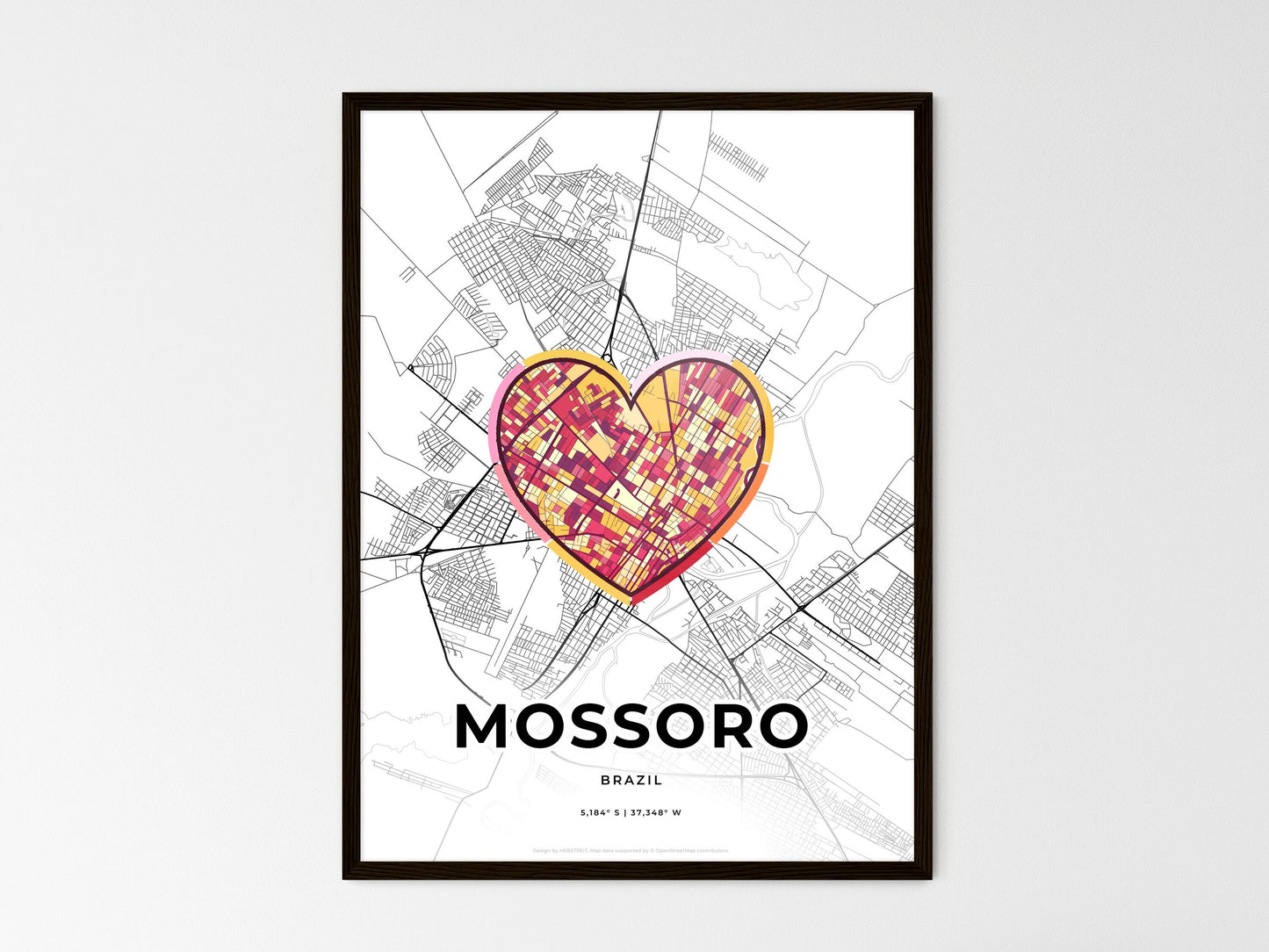 Mossoro Brazil wedding art map with heart icon