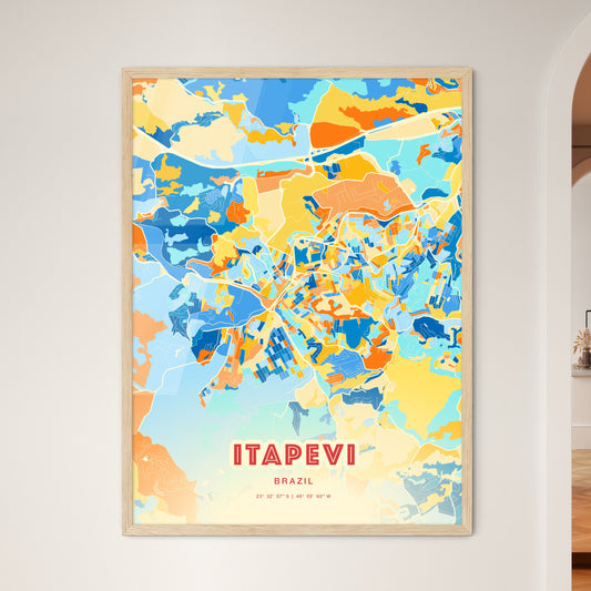 Colorful ITAPEVI BRAZIL Fine Art Map Blue Orange