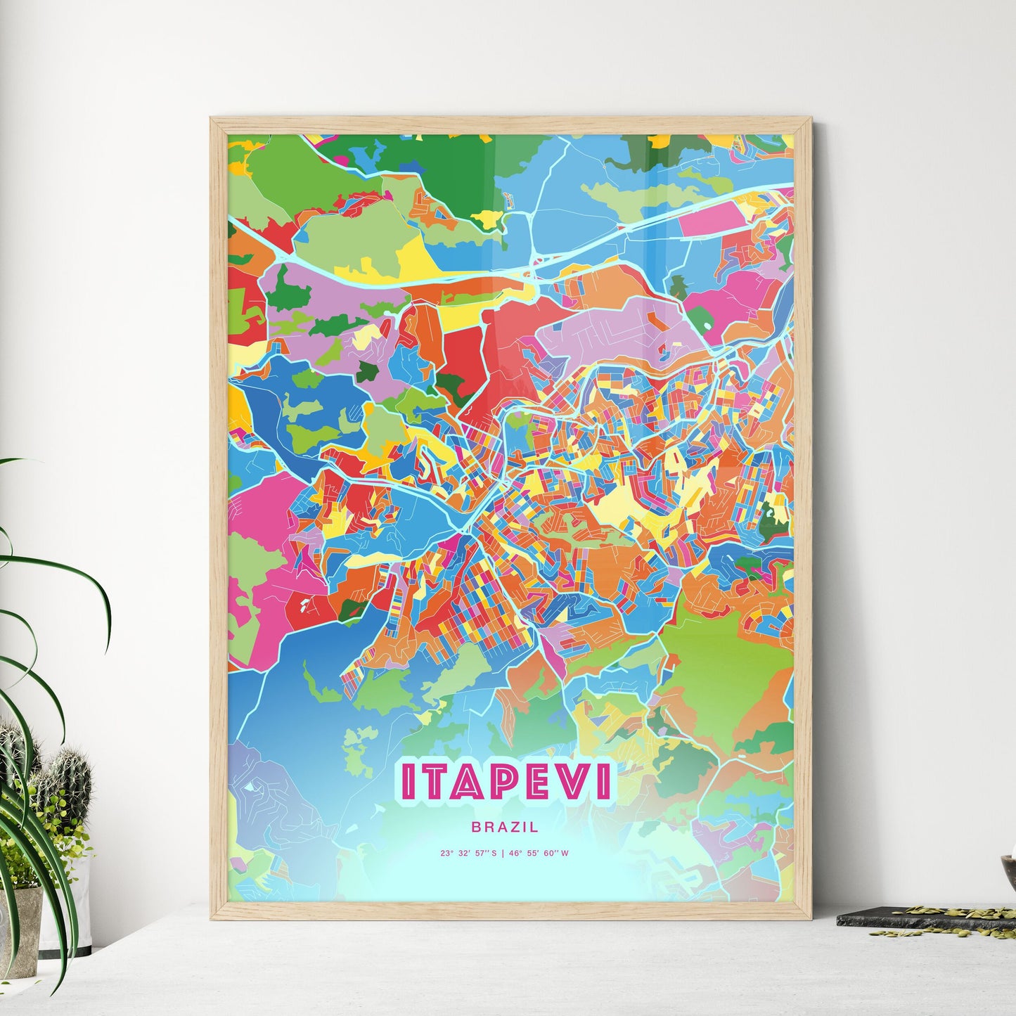 Colorful ITAPEVI BRAZIL Fine Art Map Crazy Colors