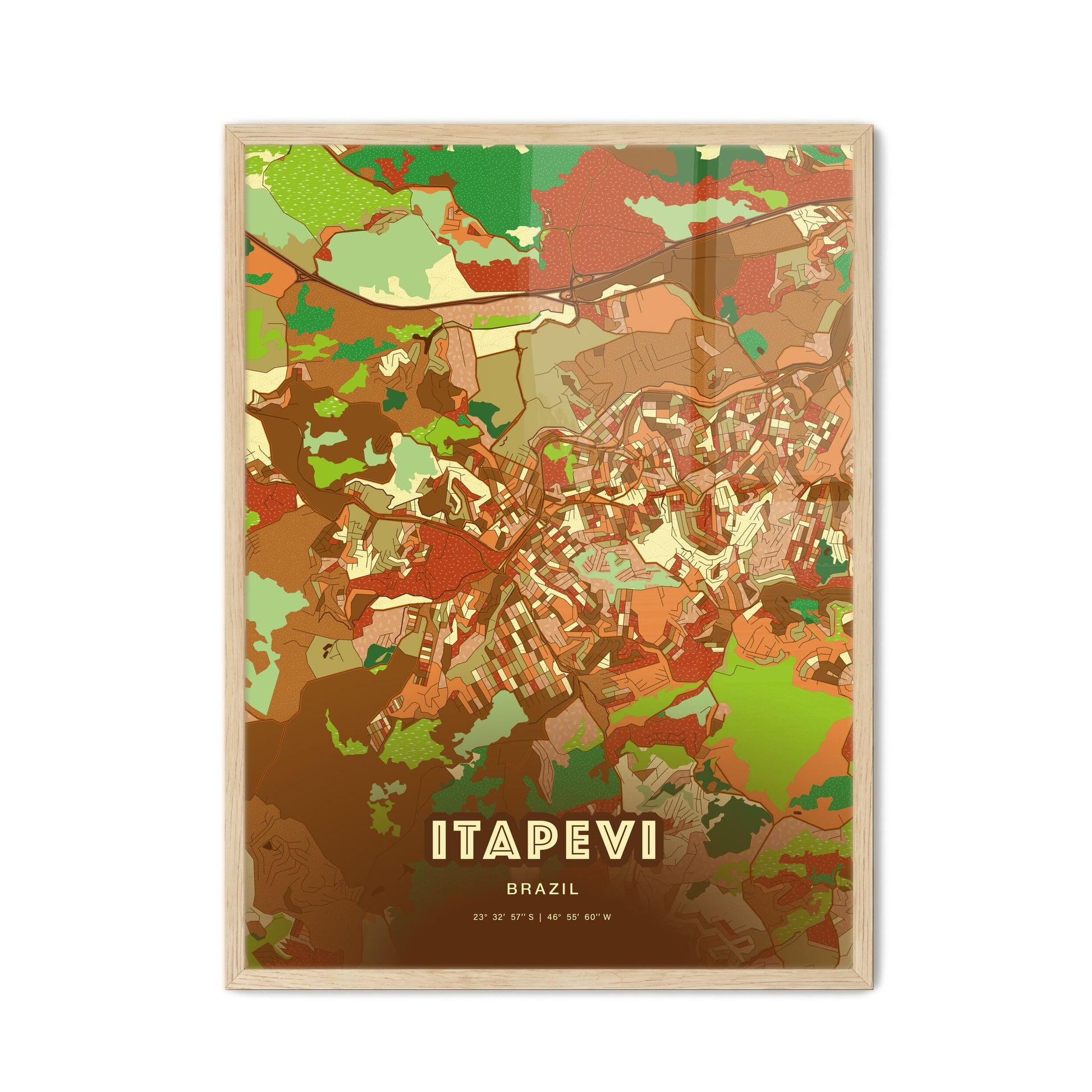 Colorful ITAPEVI BRAZIL Fine Art Map Farmhouse