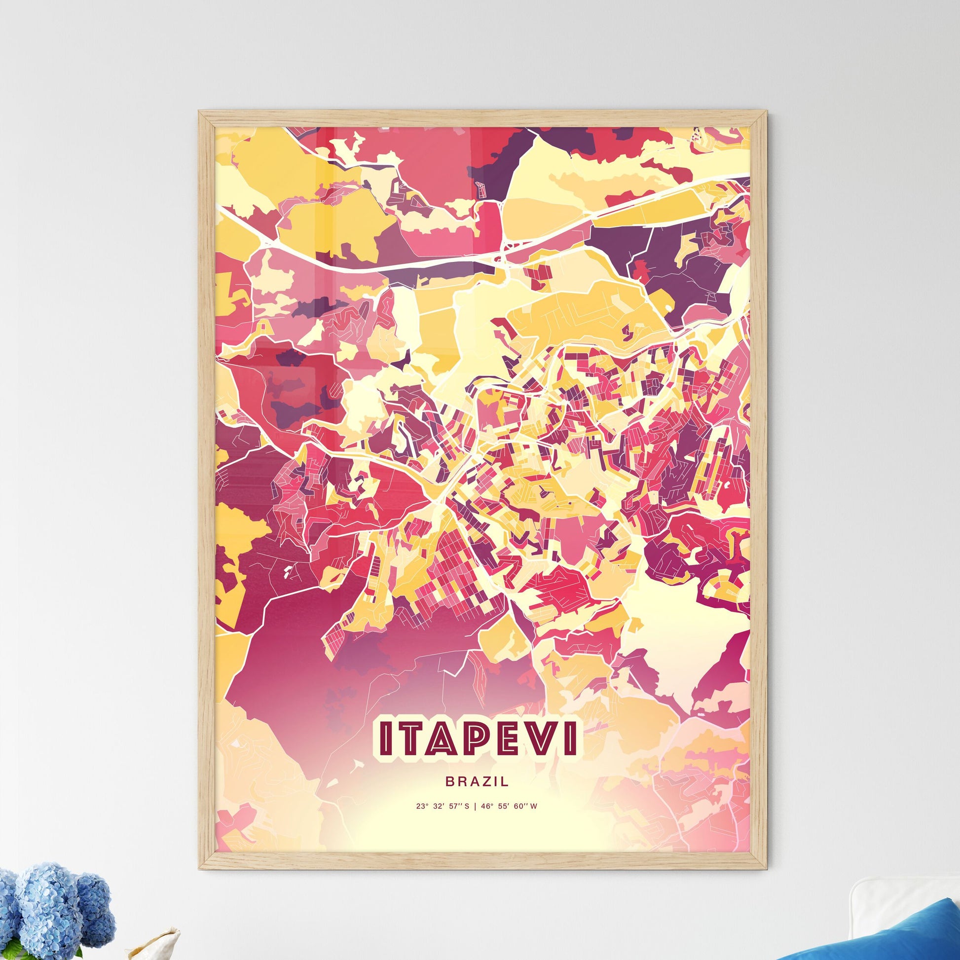 Colorful ITAPEVI BRAZIL Fine Art Map Hot Red