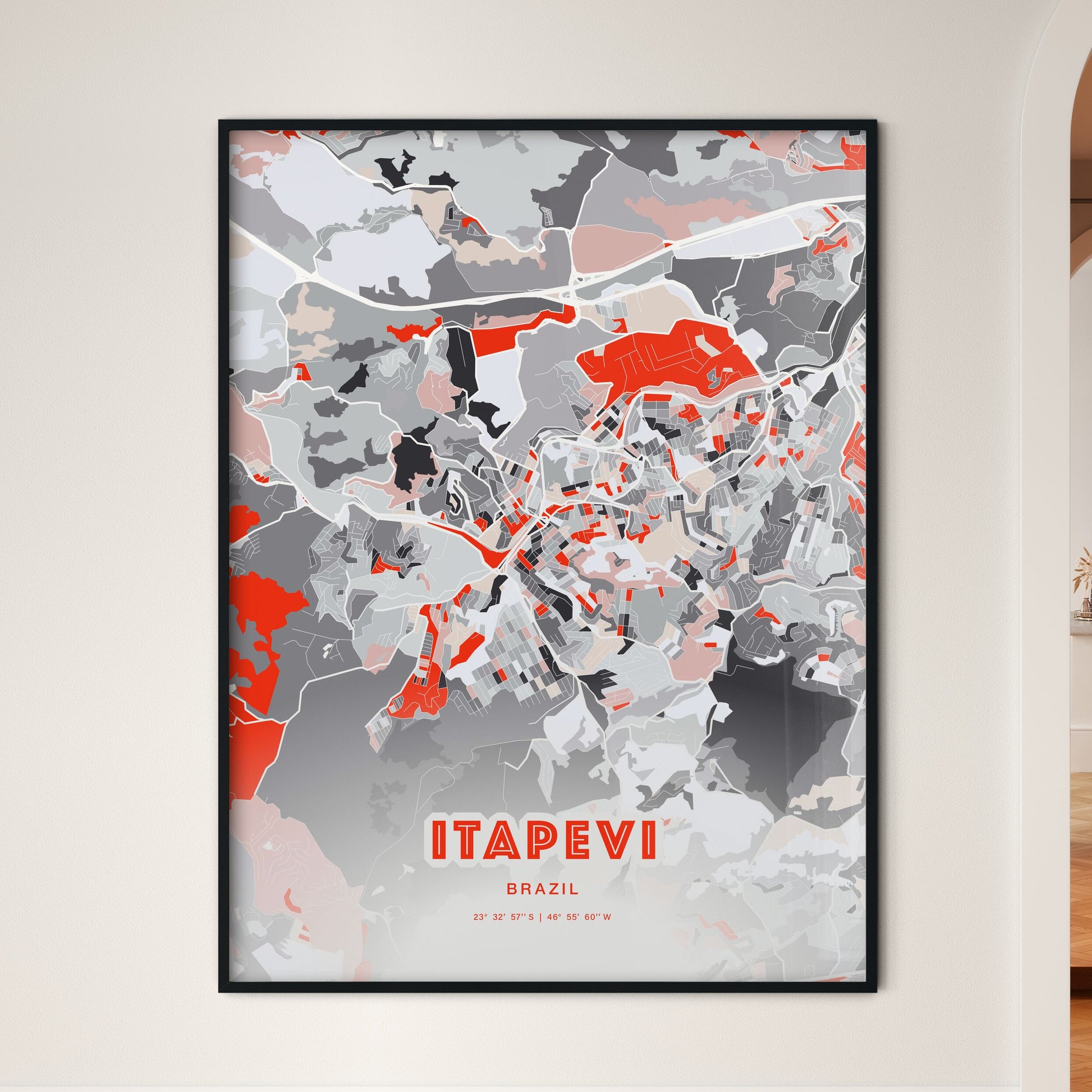 Colorful ITAPEVI BRAZIL Fine Art Map Modern