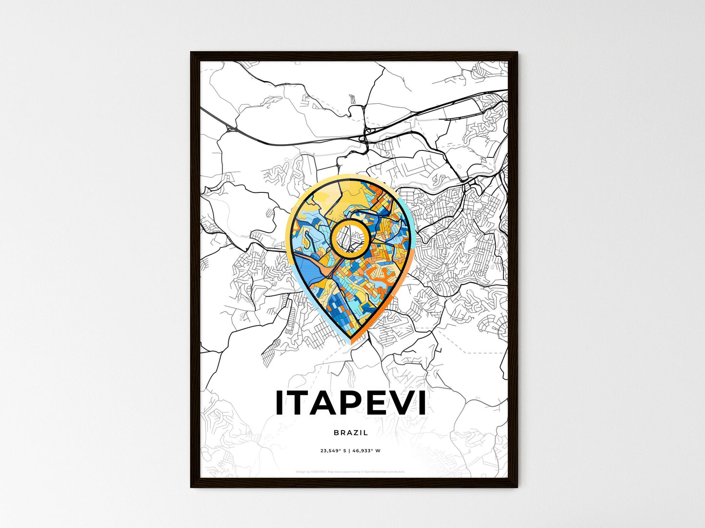Itapevi Brazil wedding art map with pointer icon