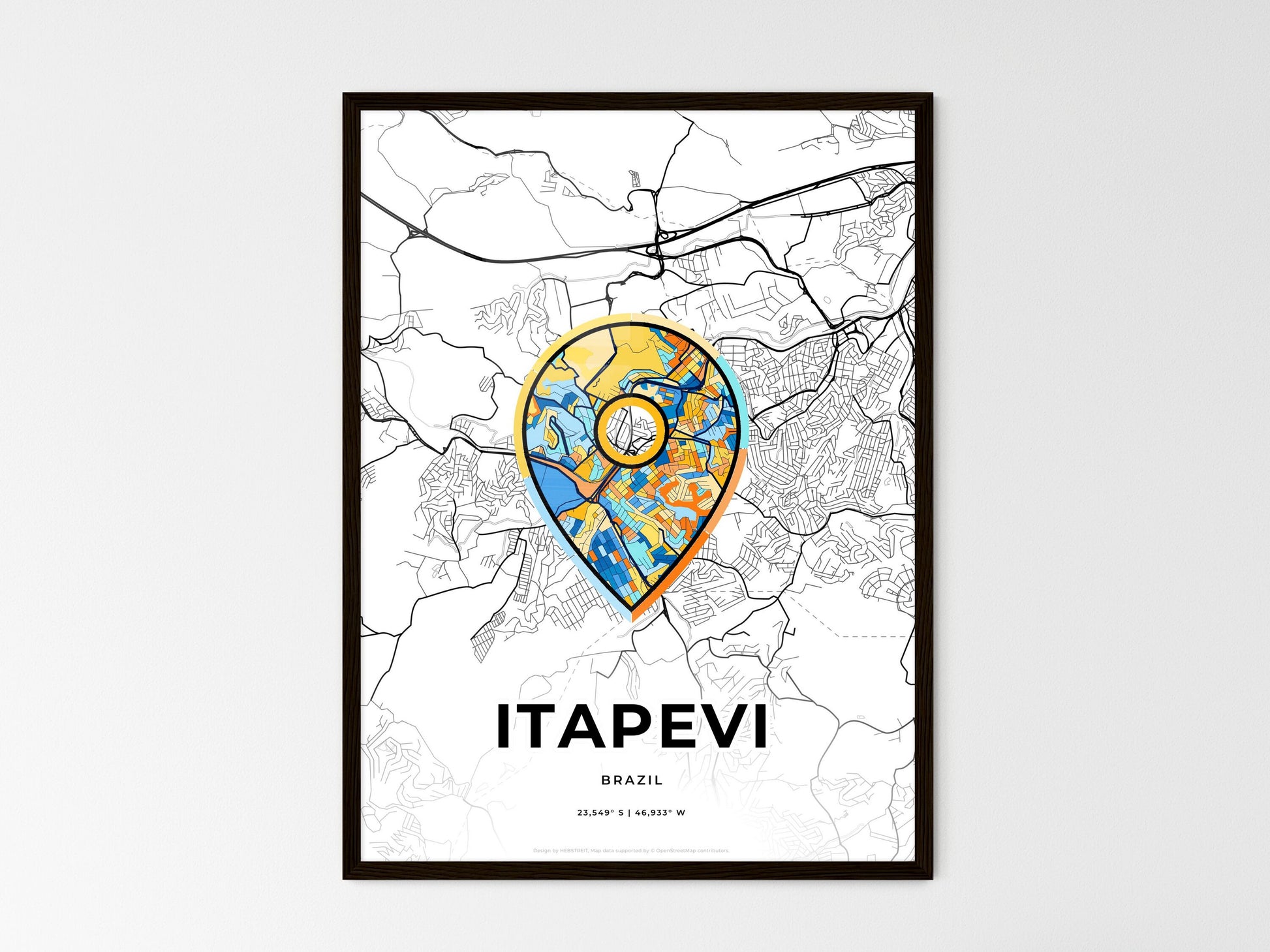 Itapevi Brazil wedding art map with pointer icon