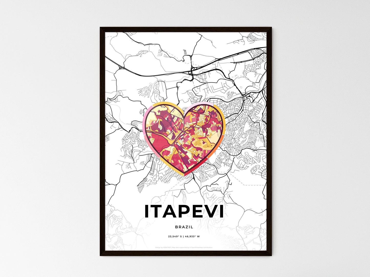 Itapevi Brazil wedding art map with heart icon