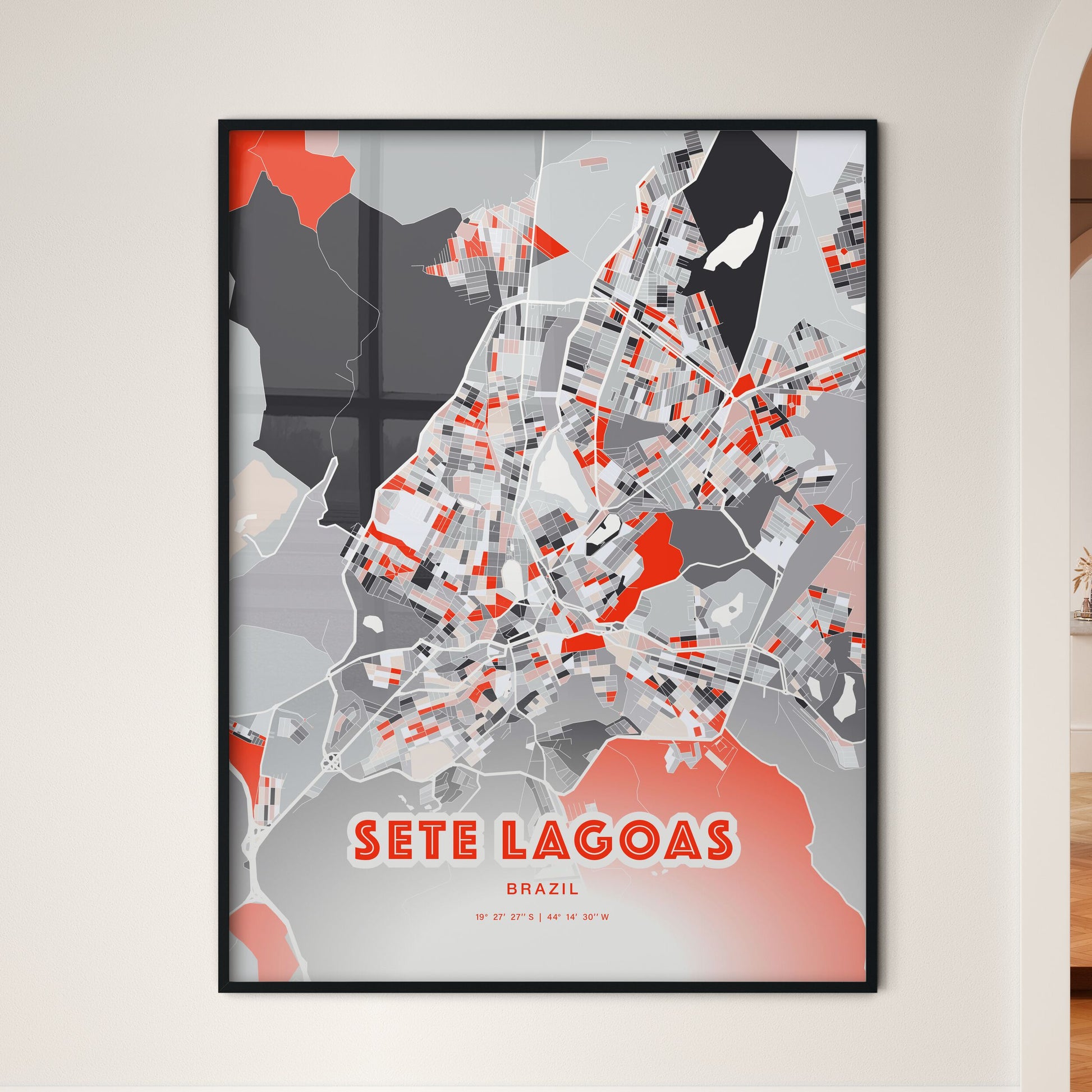 Colorful SETE LAGOAS BRAZIL Fine Art Map Modern