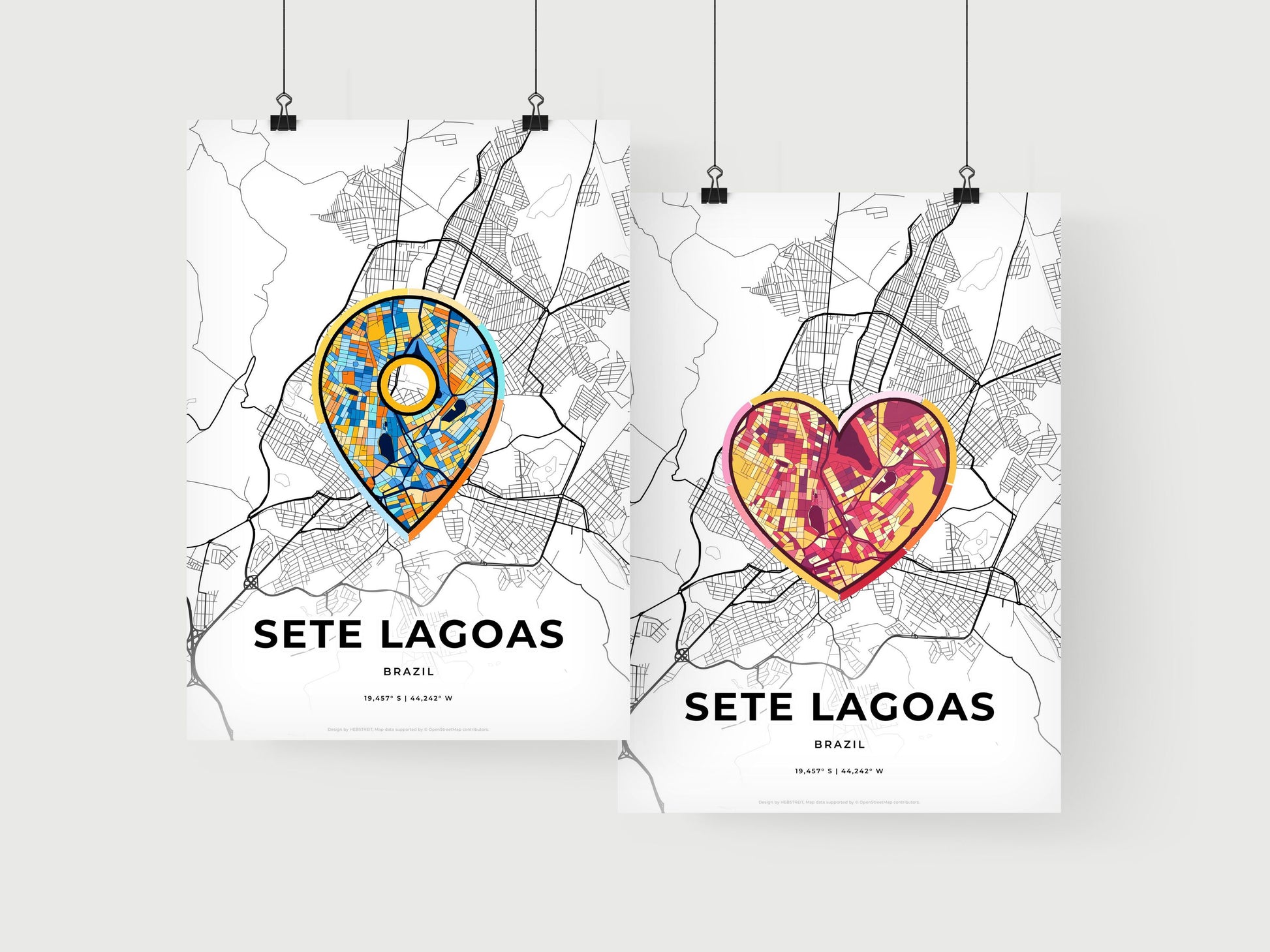 SETE LAGOAS BRAZIL minimal art map with a colorful icon.