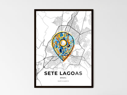 SETE LAGOAS BRAZIL minimal art map with a colorful icon. Style 1
