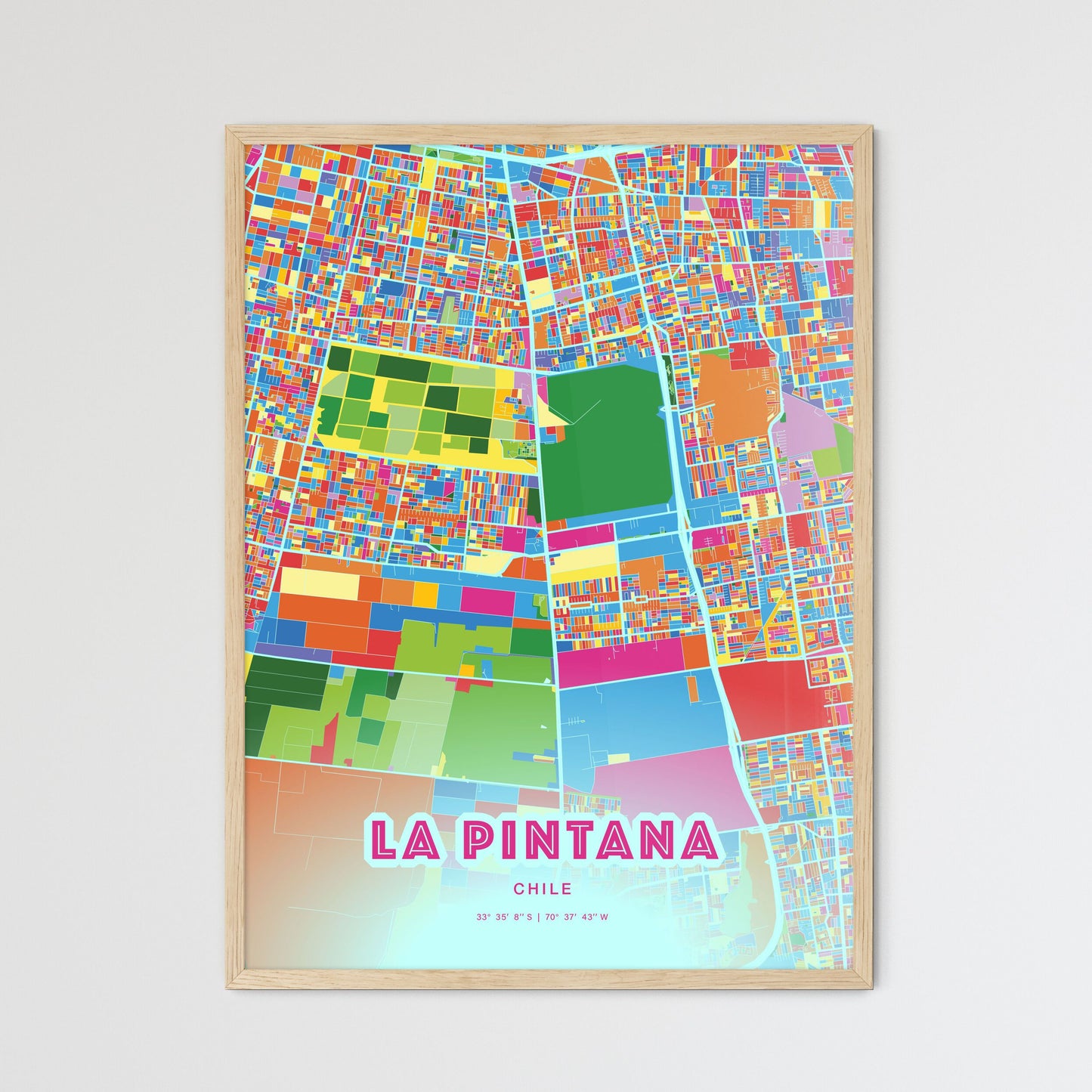 Colorful LA PINTANA CHILE Fine Art Map Crazy Colors