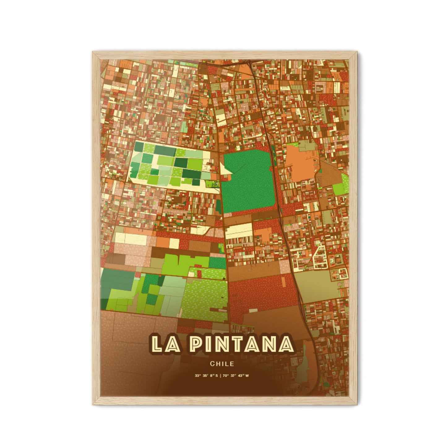 Colorful LA PINTANA CHILE Fine Art Map Farmhouse