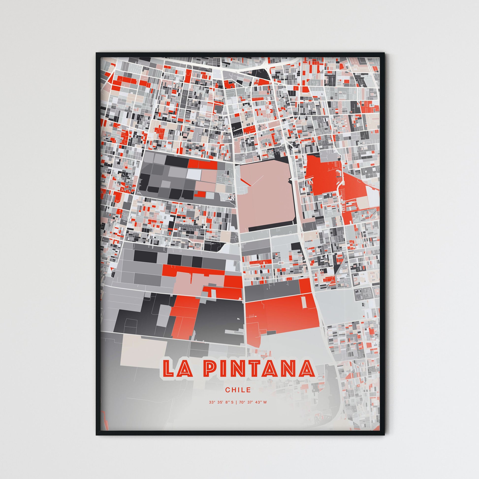 Colorful LA PINTANA CHILE Fine Art Map Modern