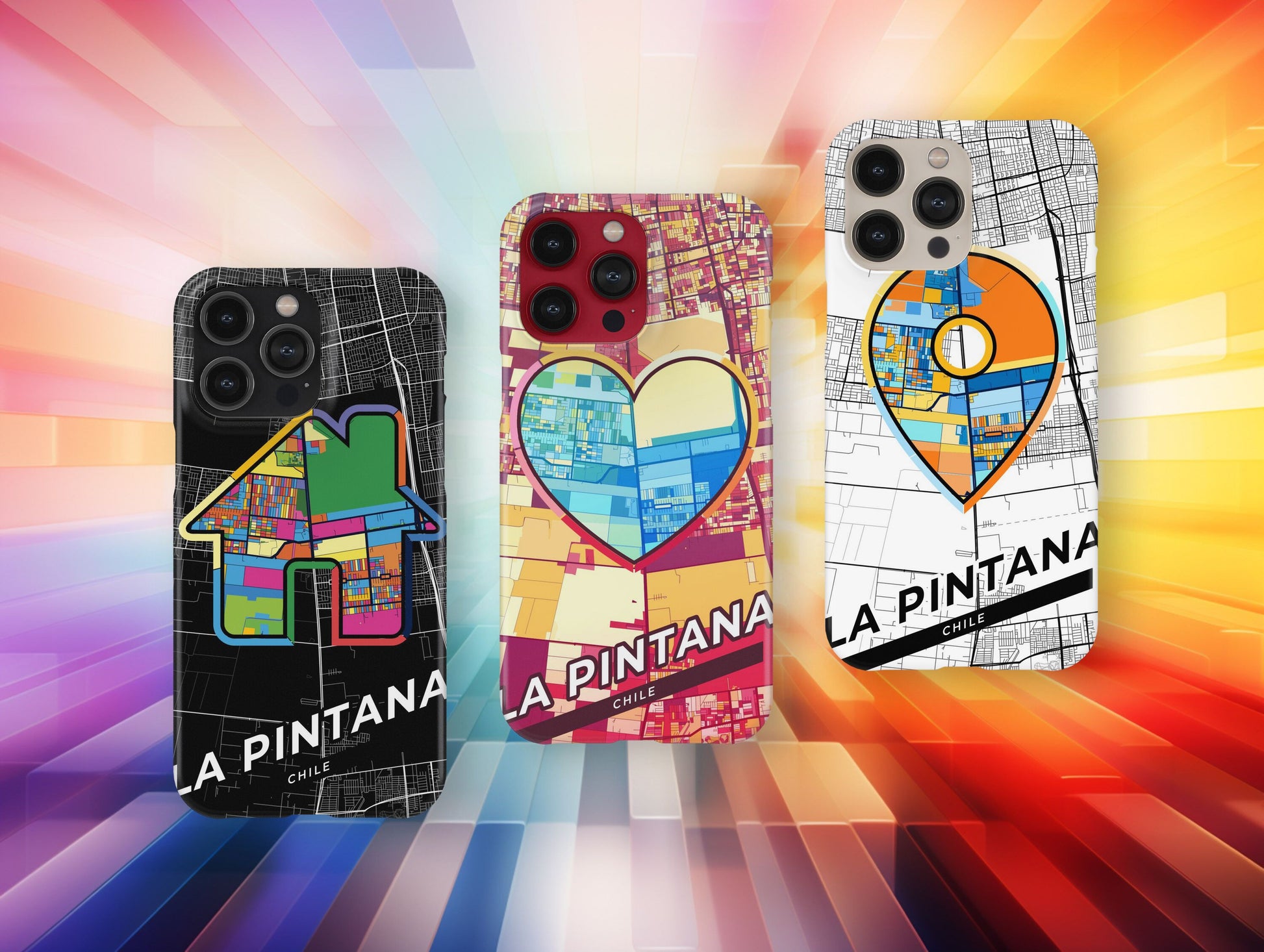 La Pintana Chile slim phone case with colorful icon. Birthday, wedding or housewarming gift. Couple match cases.