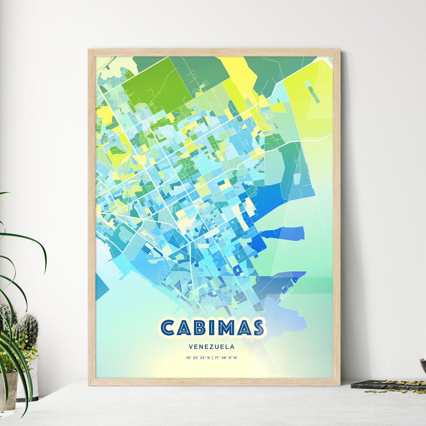 Colorful CABIMAS VENEZUELA Fine Art Map Cool Blue