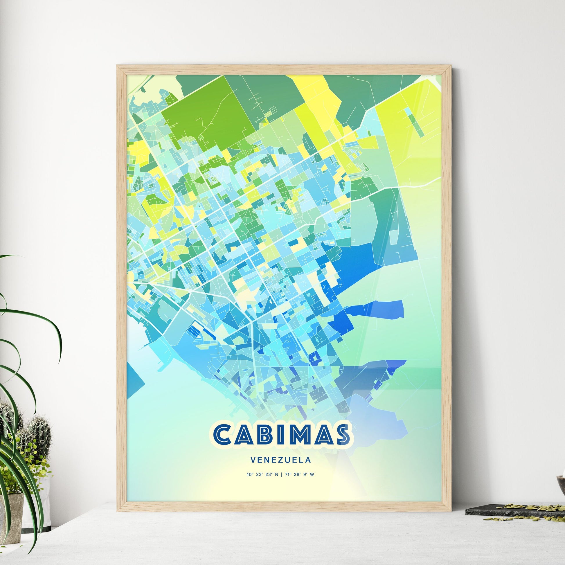 Colorful CABIMAS VENEZUELA Fine Art Map Cool Blue