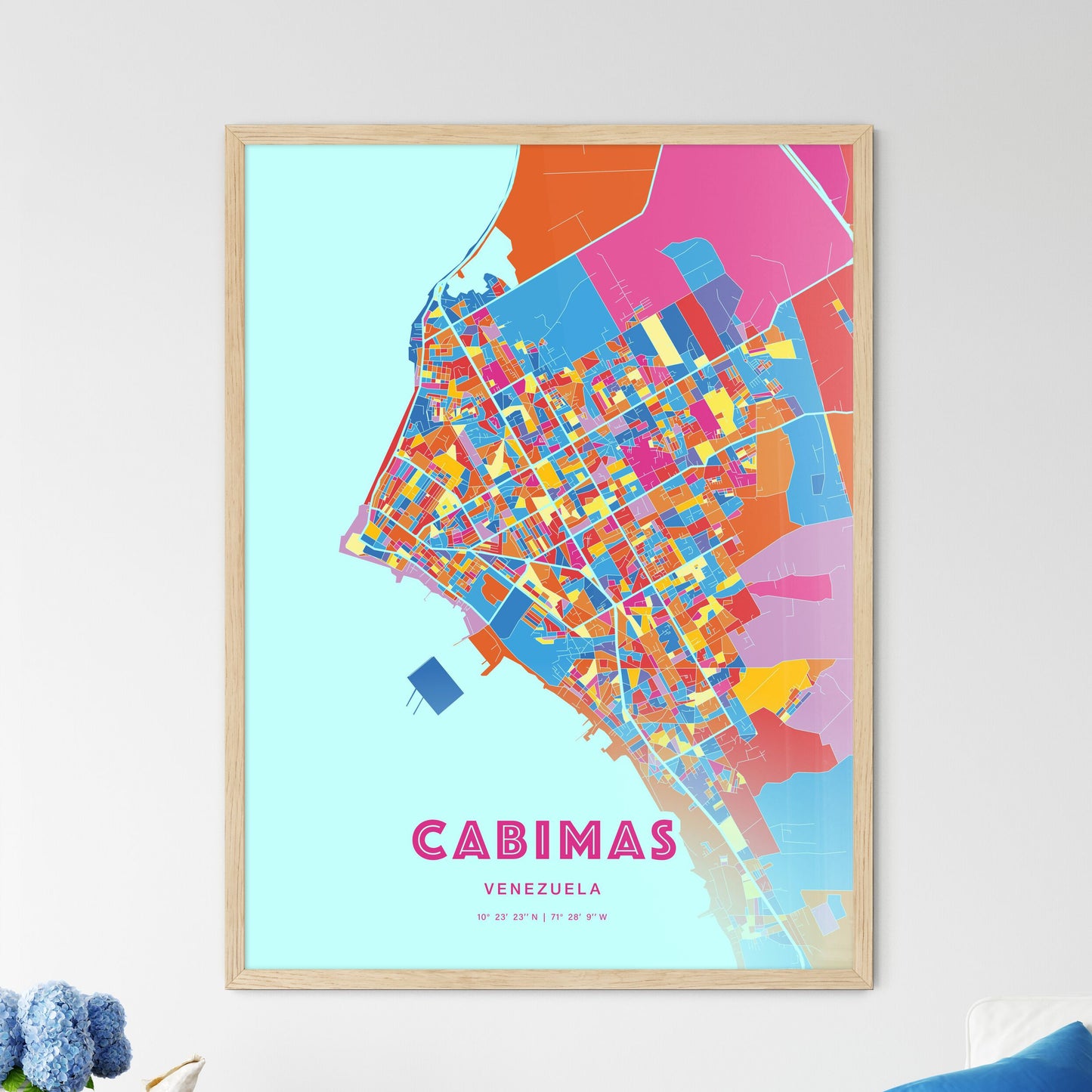 Colorful CABIMAS VENEZUELA Fine Art Map Crazy Colors