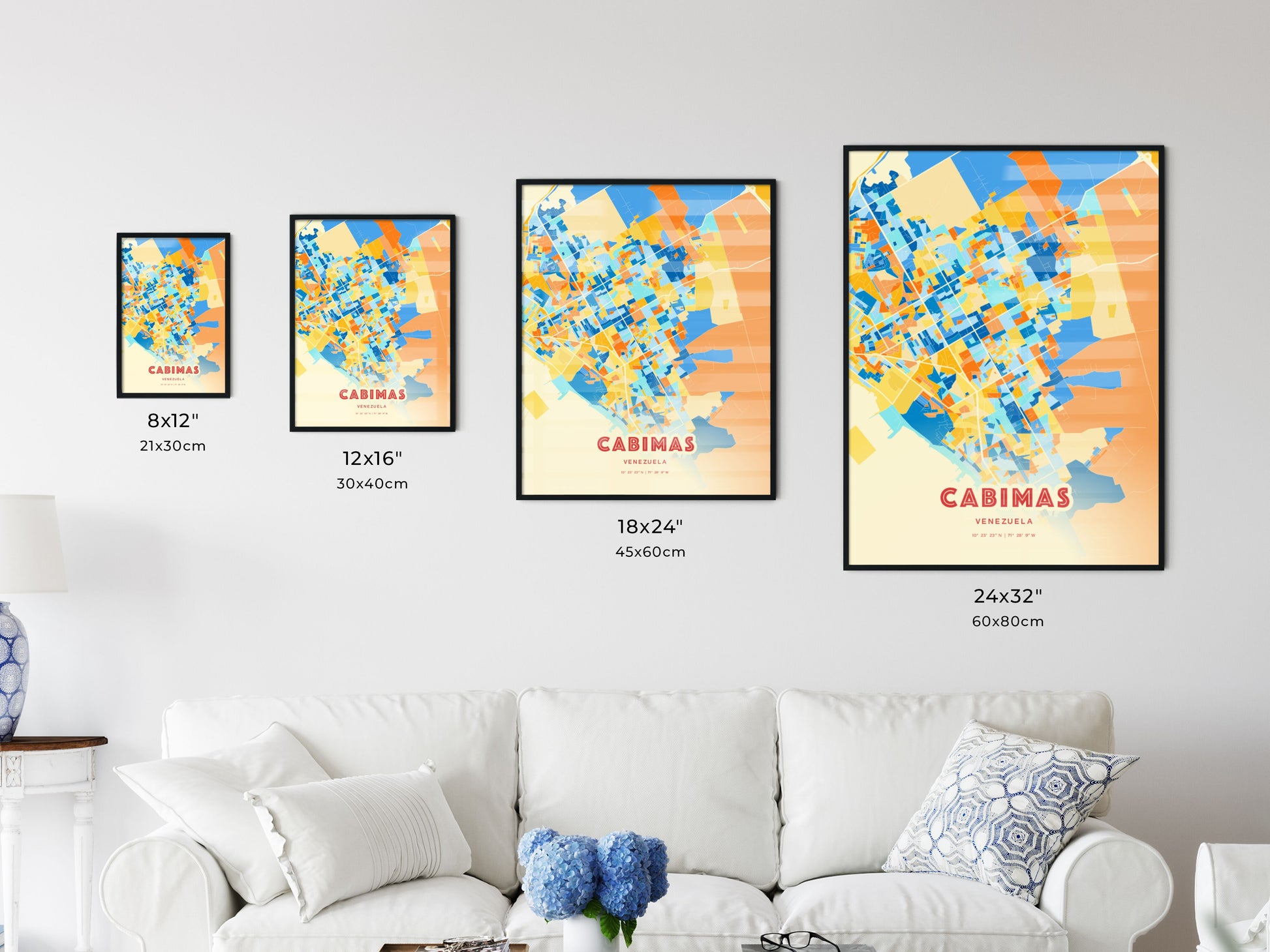 Colorful CABIMAS VENEZUELA Fine Art Map Blue Orange