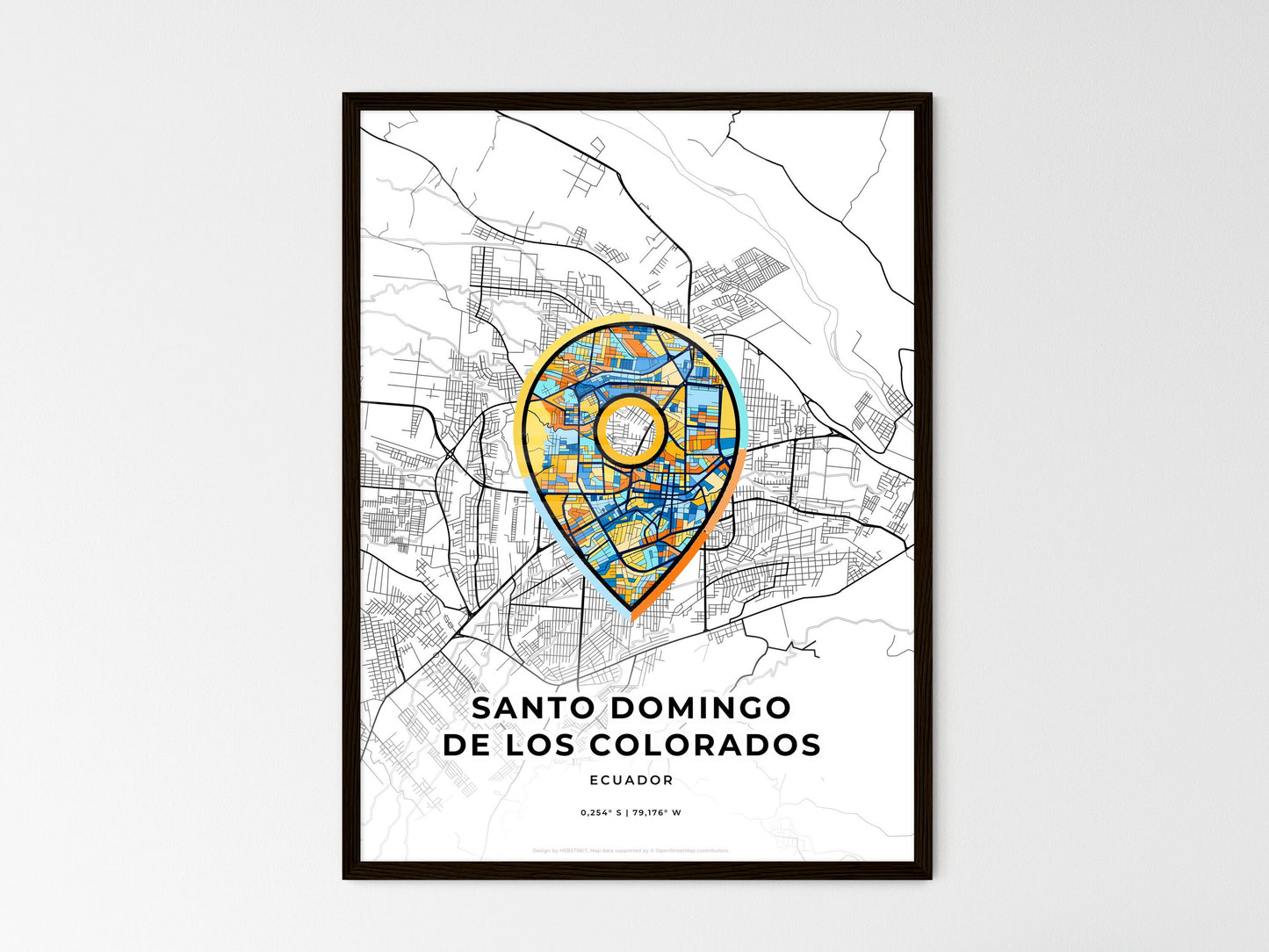 Santo Domingo De Los Colorados Ecuador wedding art map with pointer icon