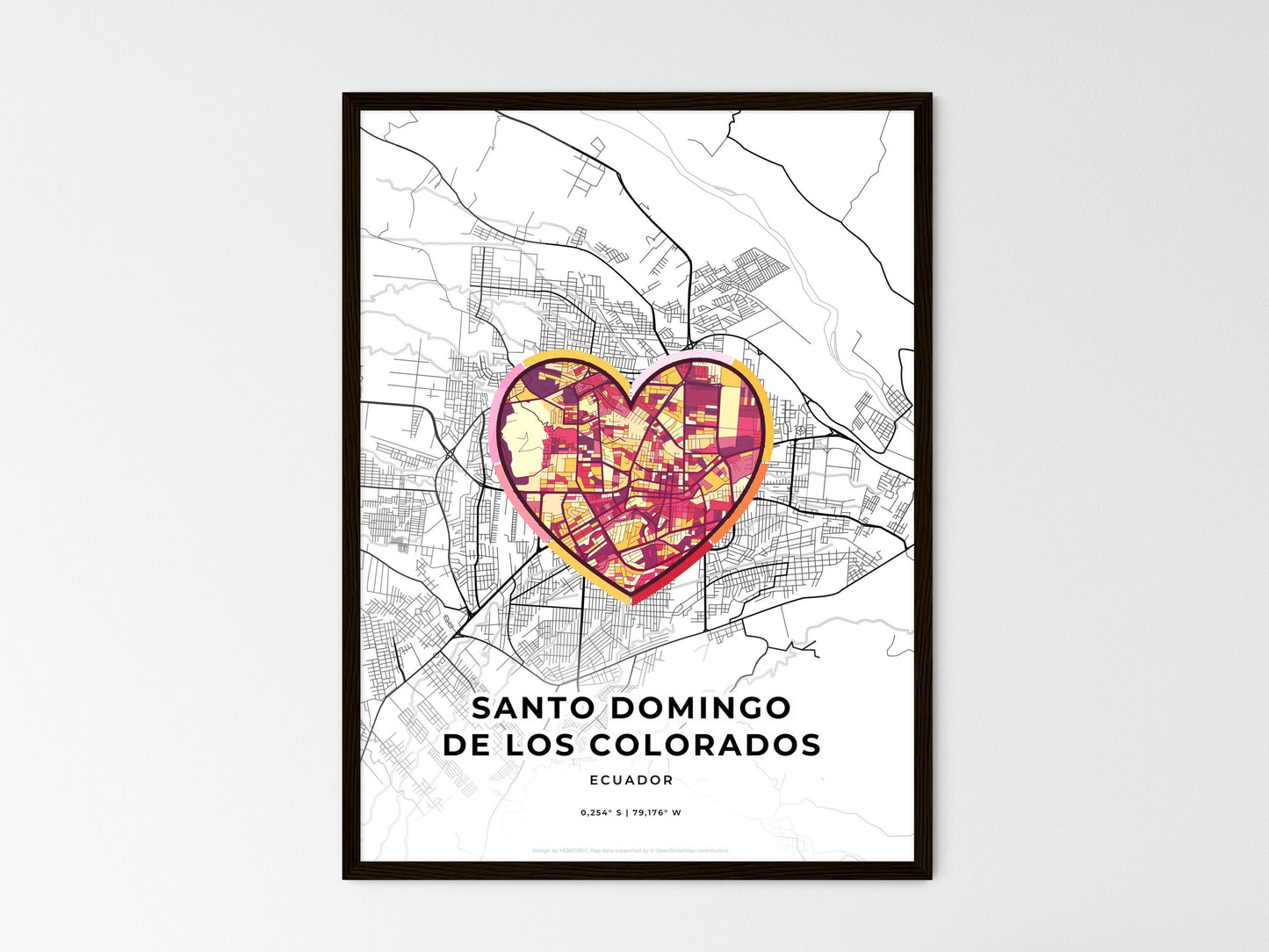 Santo Domingo De Los Colorados Ecuador wedding art map with heart icon