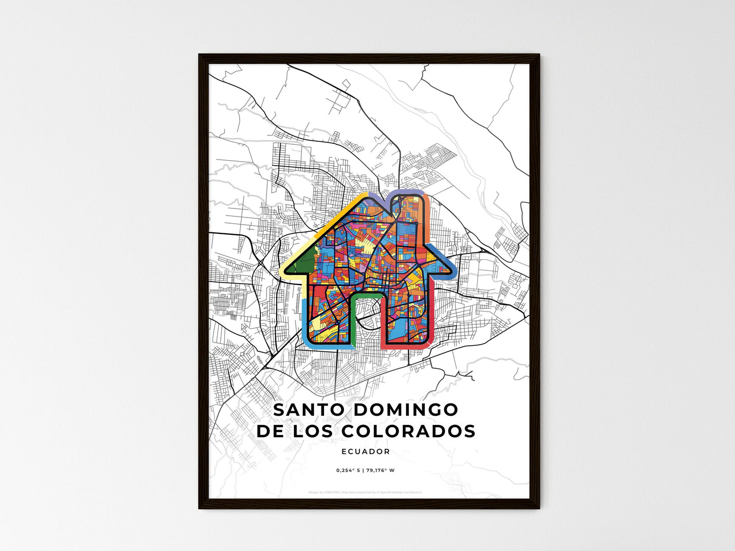 Santo Domingo De Los Colorados Ecuador wedding art map with home icon