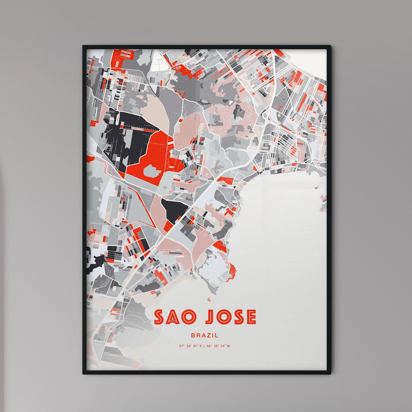 Colorful SAO JOSE BRAZIL Fine Art Map Modern