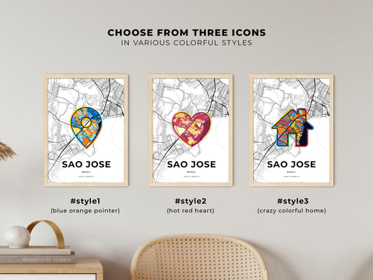 Sao Jose Brazil maps with colorful icons
