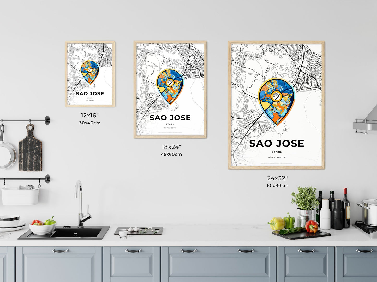 Sao Jose Brazil art map size chart