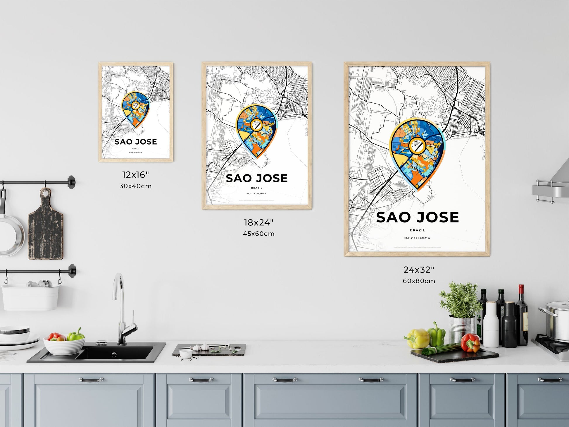 Sao Jose Brazil art map size chart