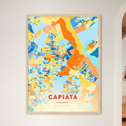 Colorful CAPIATA PARAGUAY Fine Art Map Blue Orange