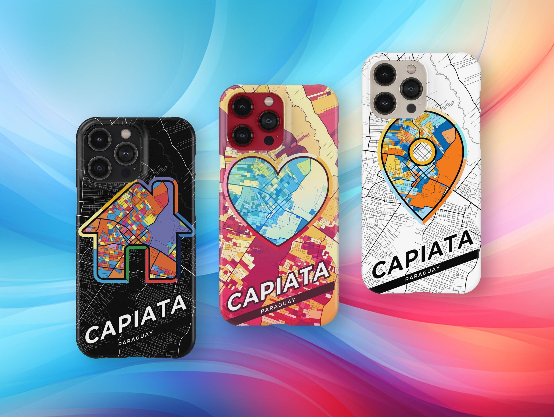 Capiata Paraguay slim phone case with colorful icon. Birthday, wedding or housewarming gift. Couple match cases.