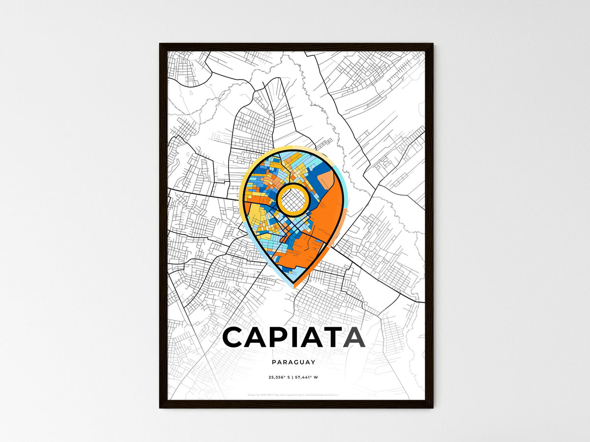 Capiata Paraguay wedding art map with pointer icon