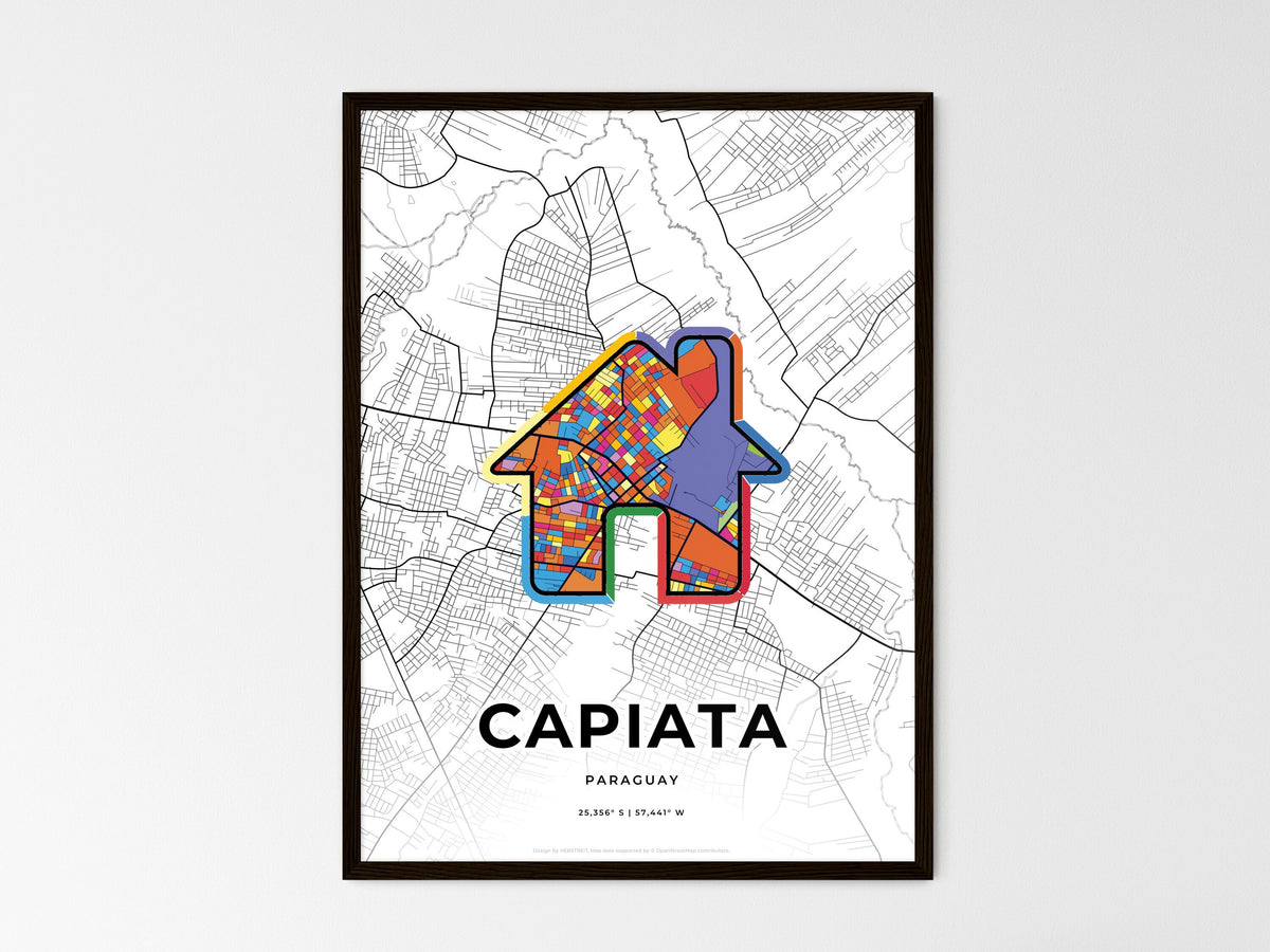 Capiata Paraguay wedding art map with home icon
