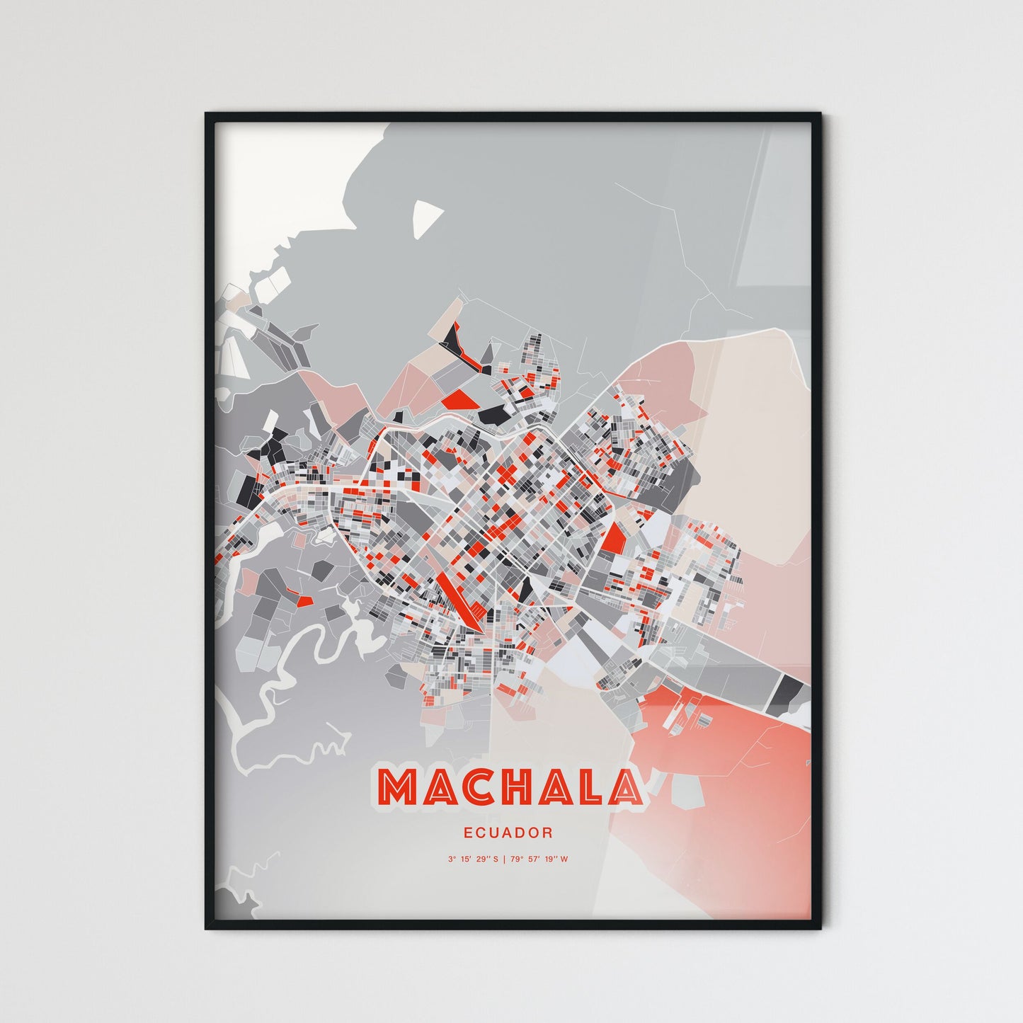 Colorful MACHALA ECUADOR Fine Art Map Modern