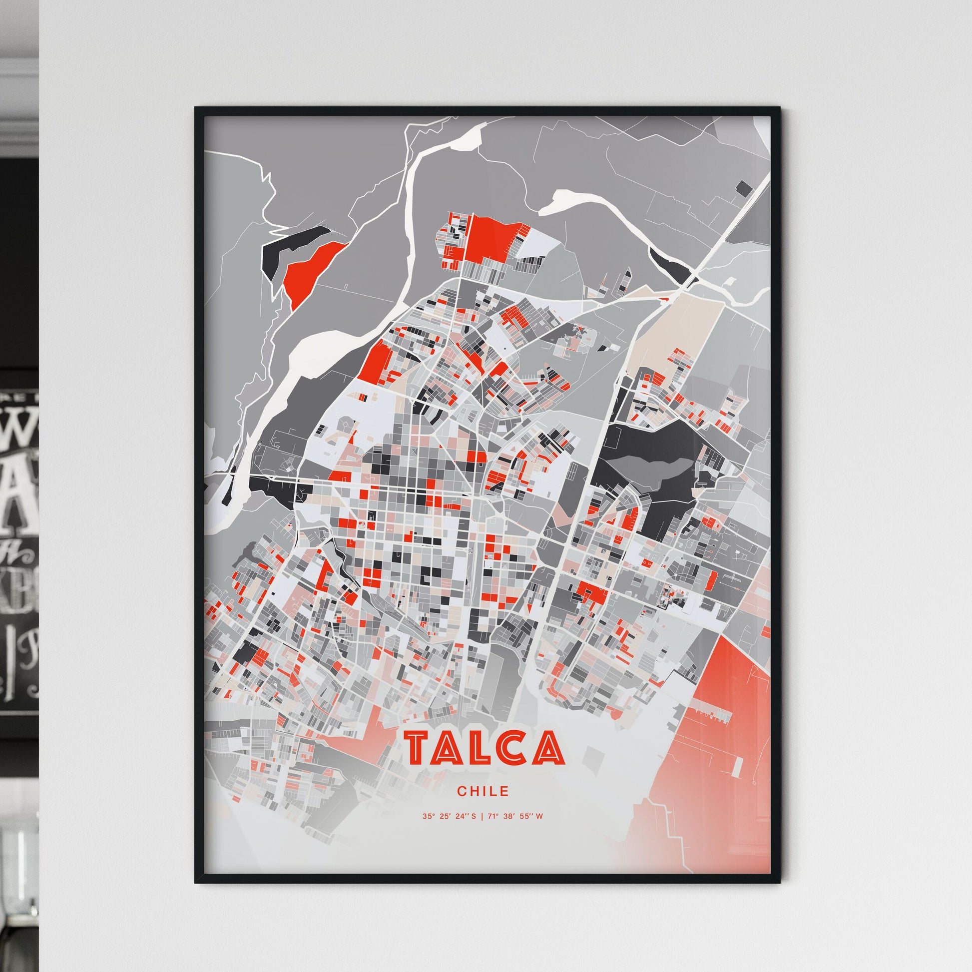 Colorful TALCA CHILE Fine Art Map Modern