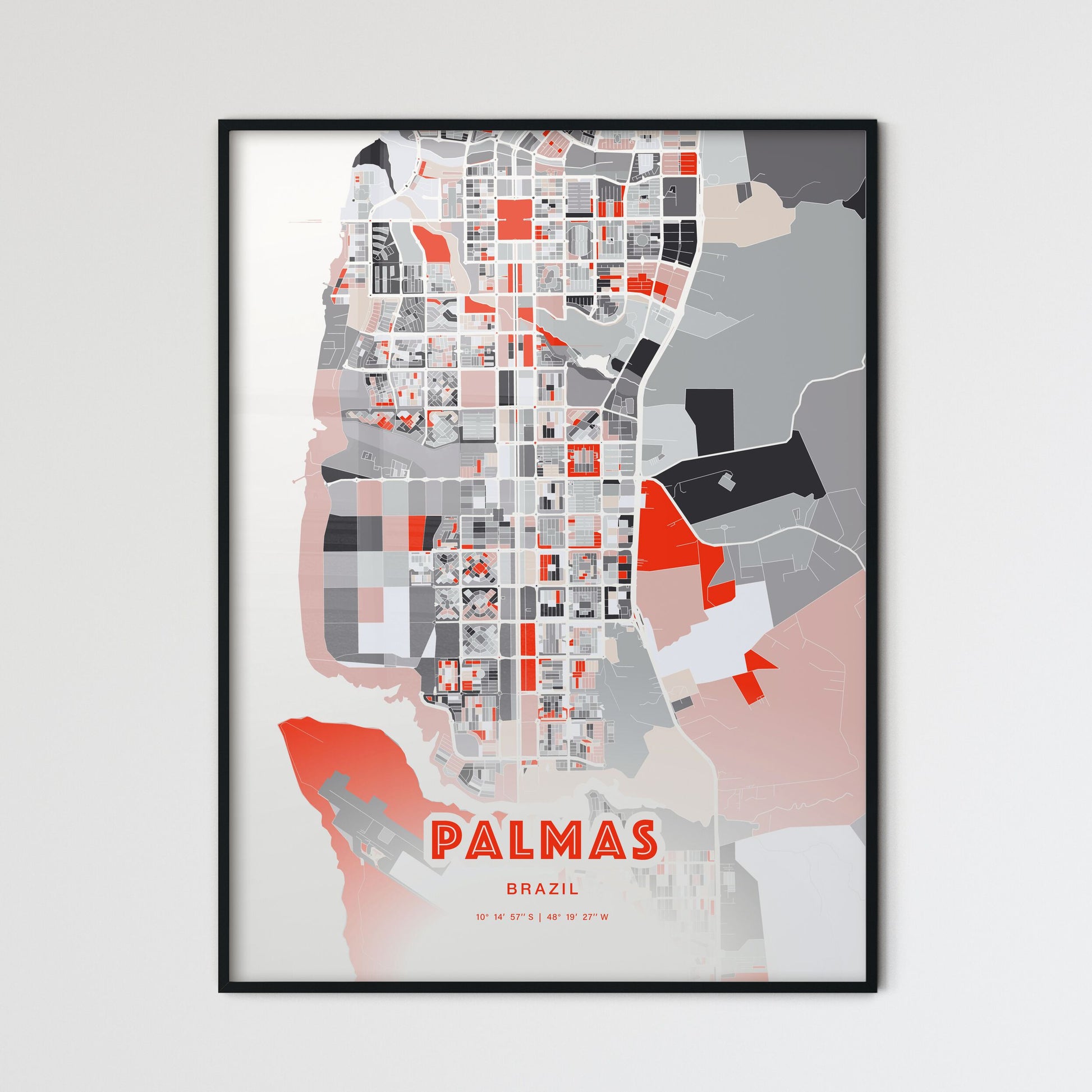 Colorful PALMAS BRAZIL Fine Art Map Modern