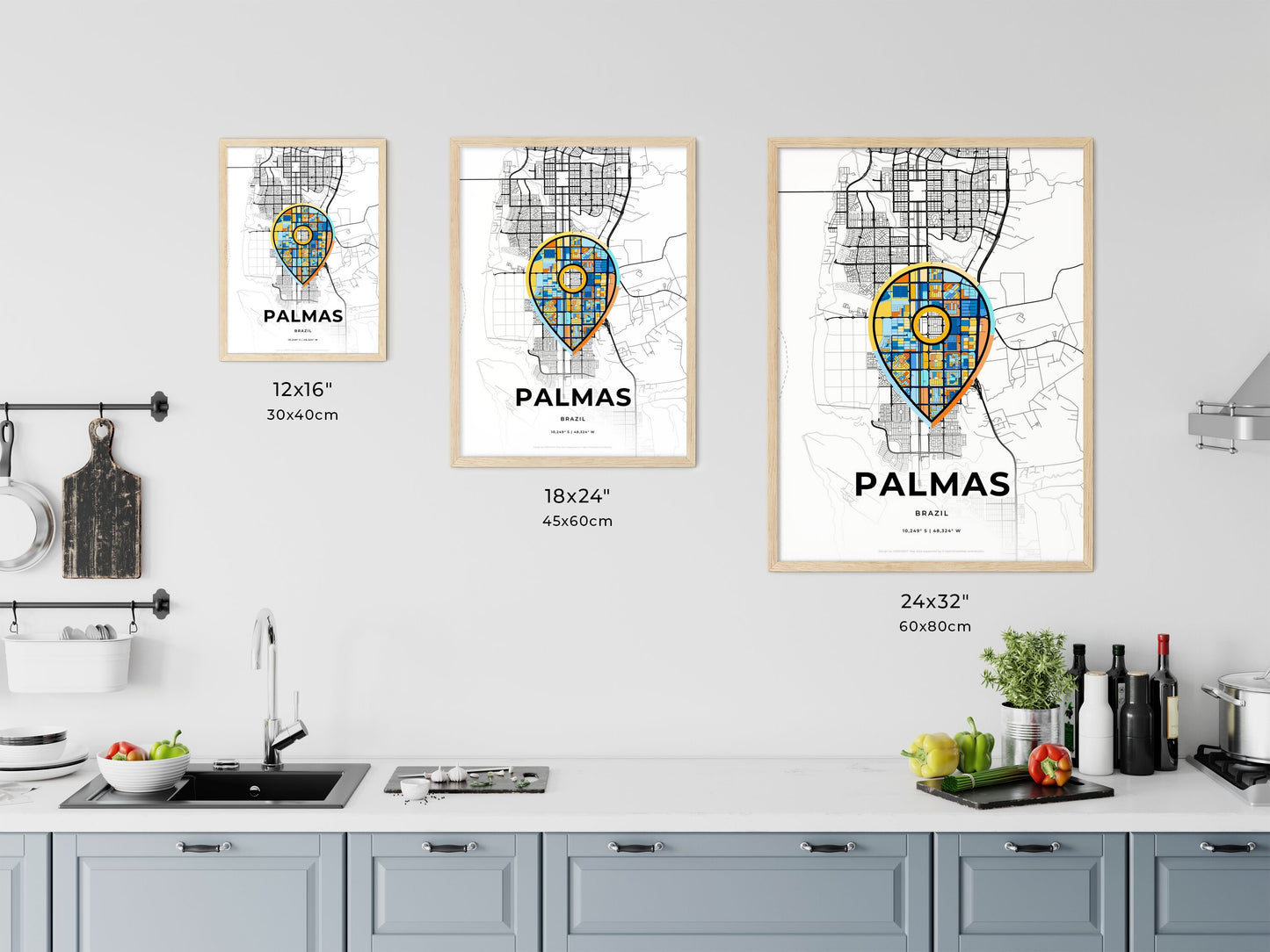 Palmas Brazil art map size chart