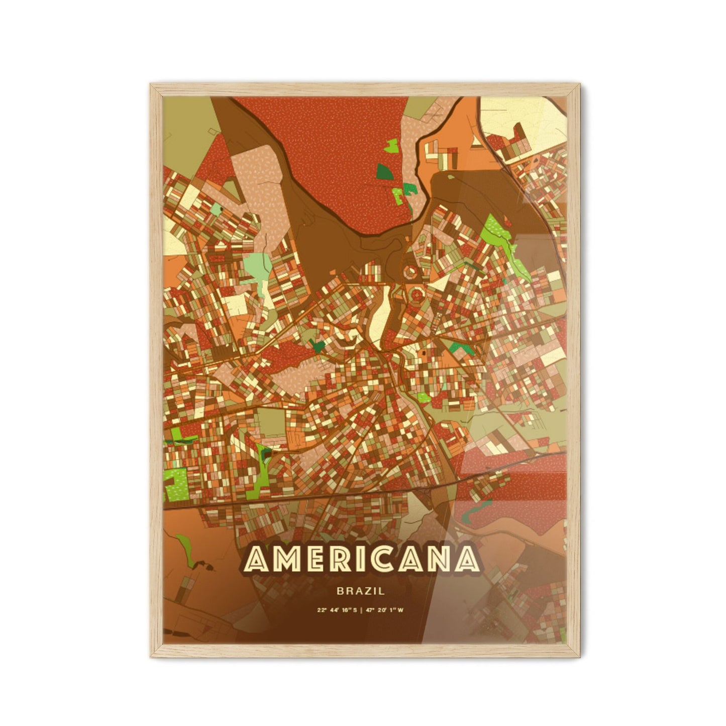 Colorful AMERICANA BRAZIL Fine Art Map Farmhouse