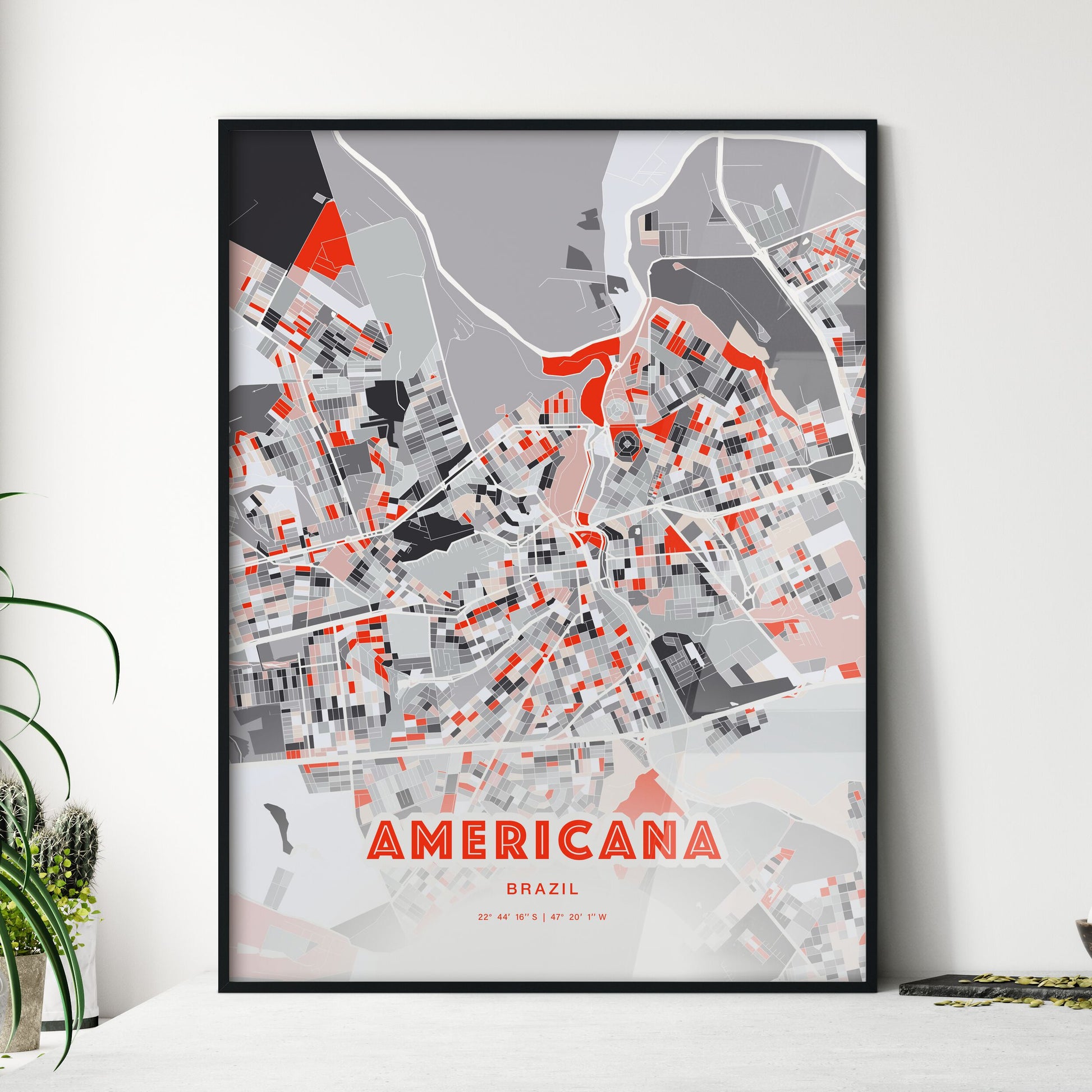 Colorful AMERICANA BRAZIL Fine Art Map Modern