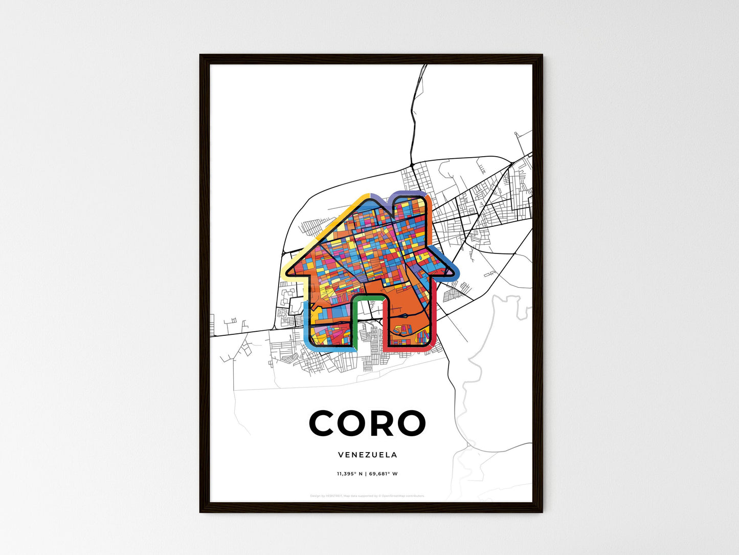 Coro Venezuela wedding art map with home icon