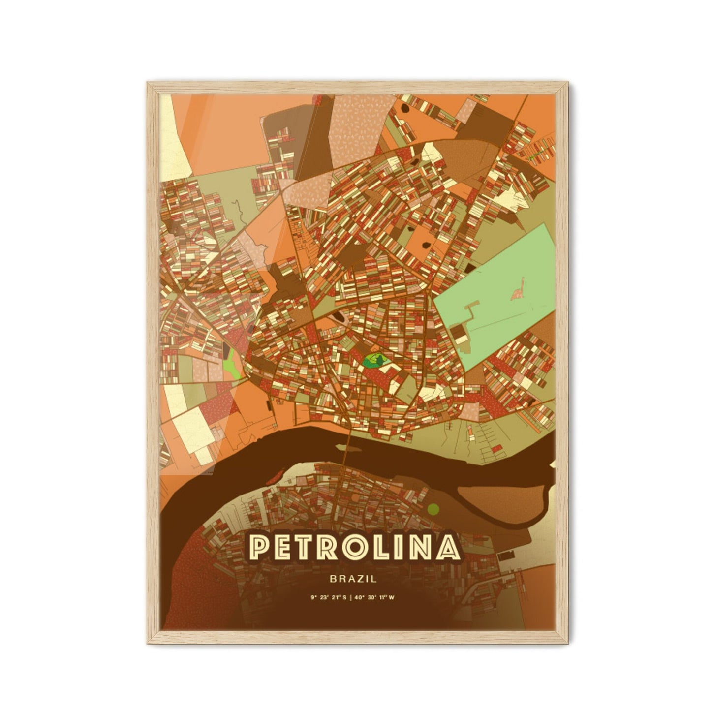 Colorful PETROLINA BRAZIL Fine Art Map Farmhouse