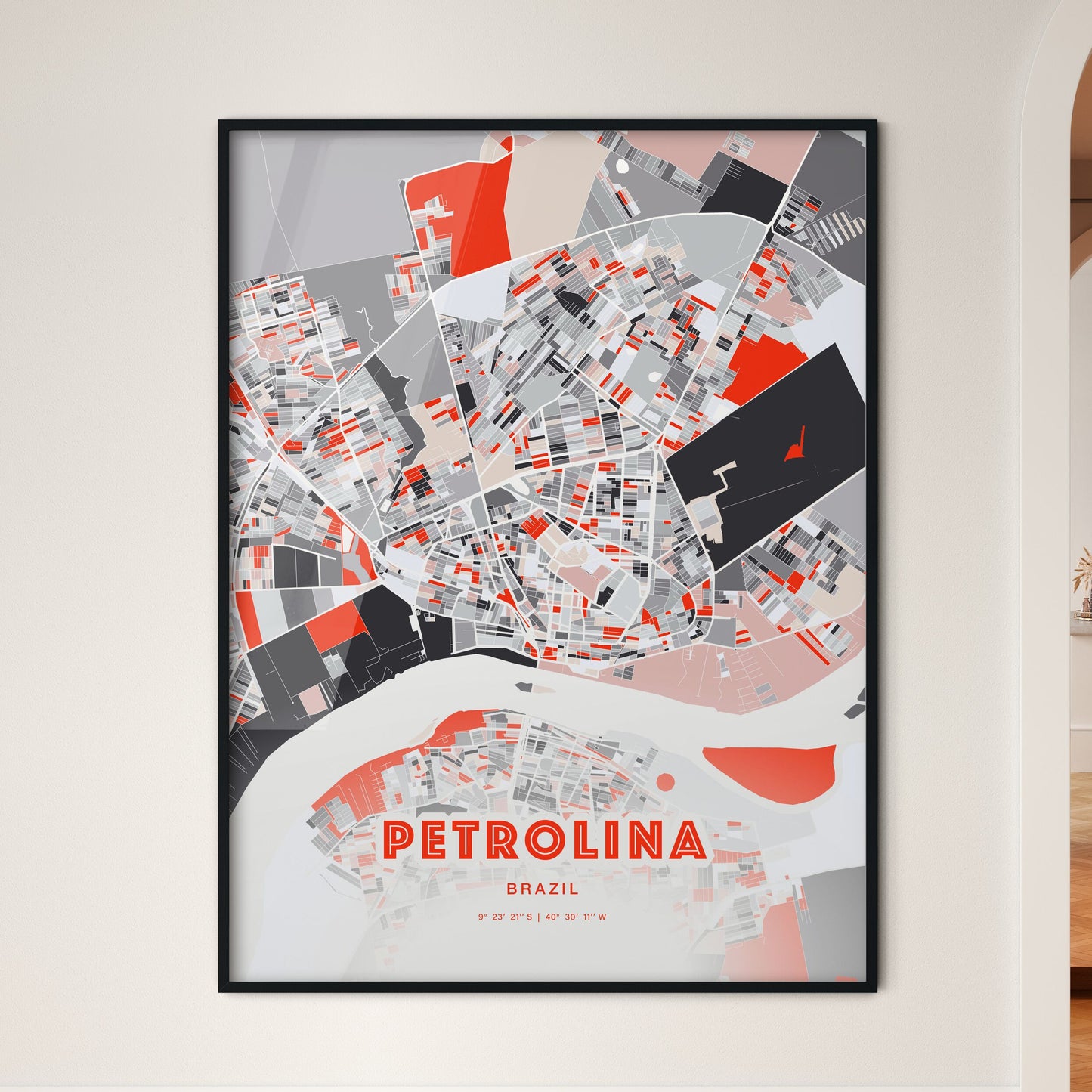 Colorful PETROLINA BRAZIL Fine Art Map Modern