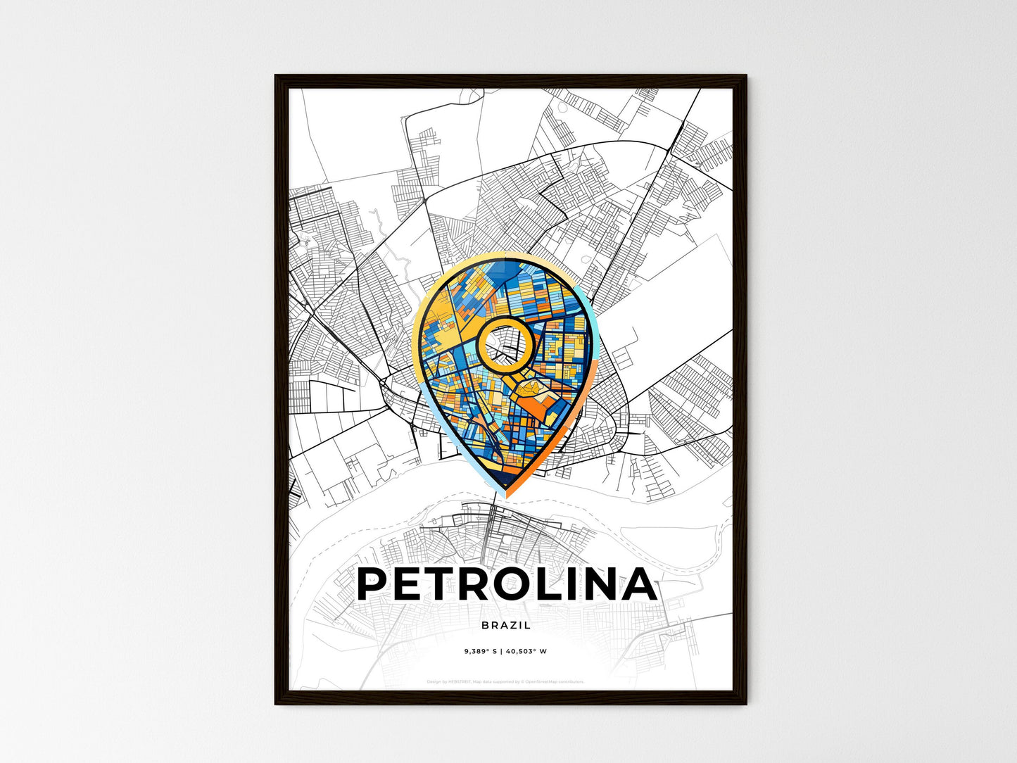 Petrolina Brazil wedding art map with pointer icon