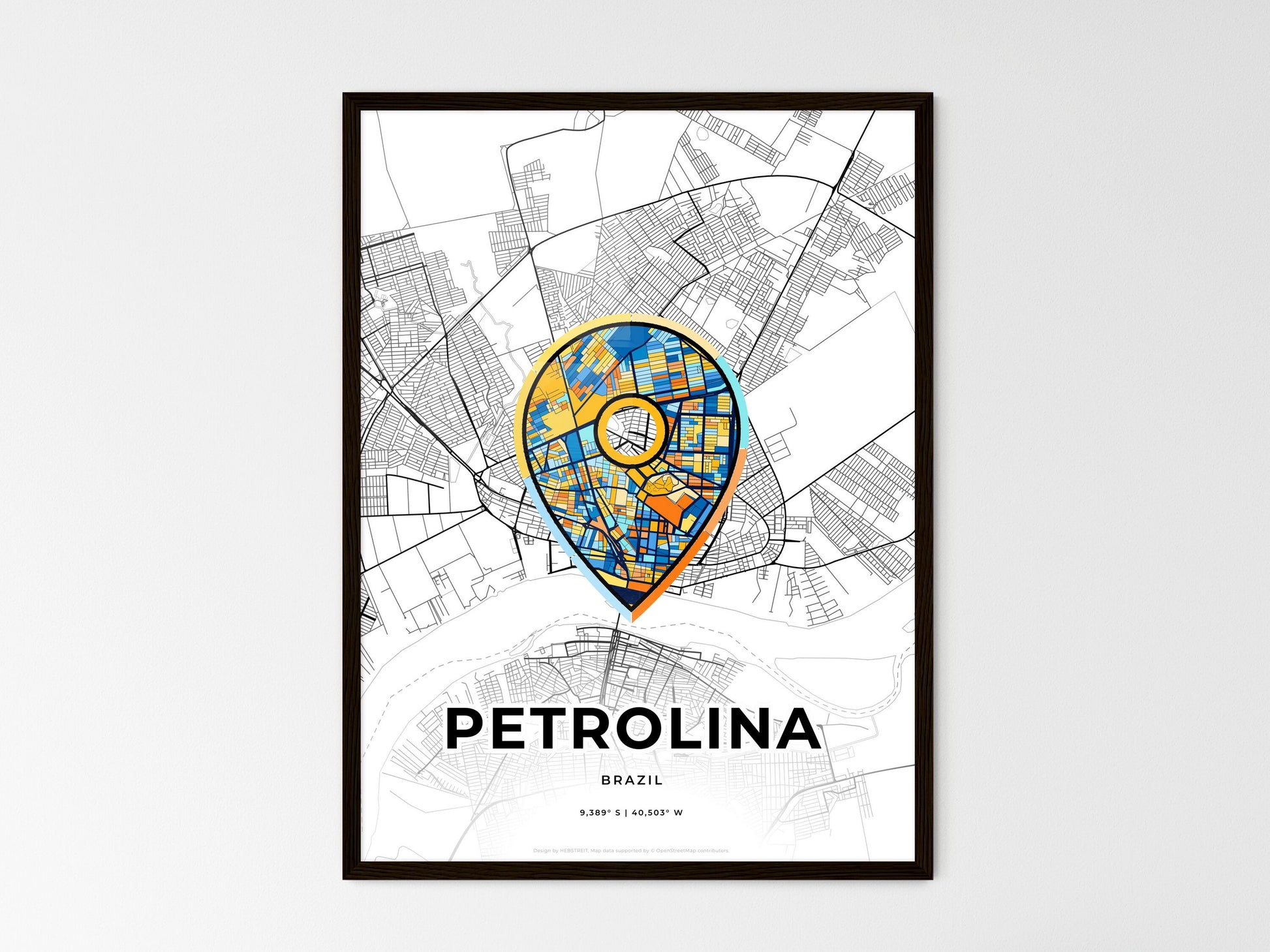Petrolina Brazil wedding art map with pointer icon