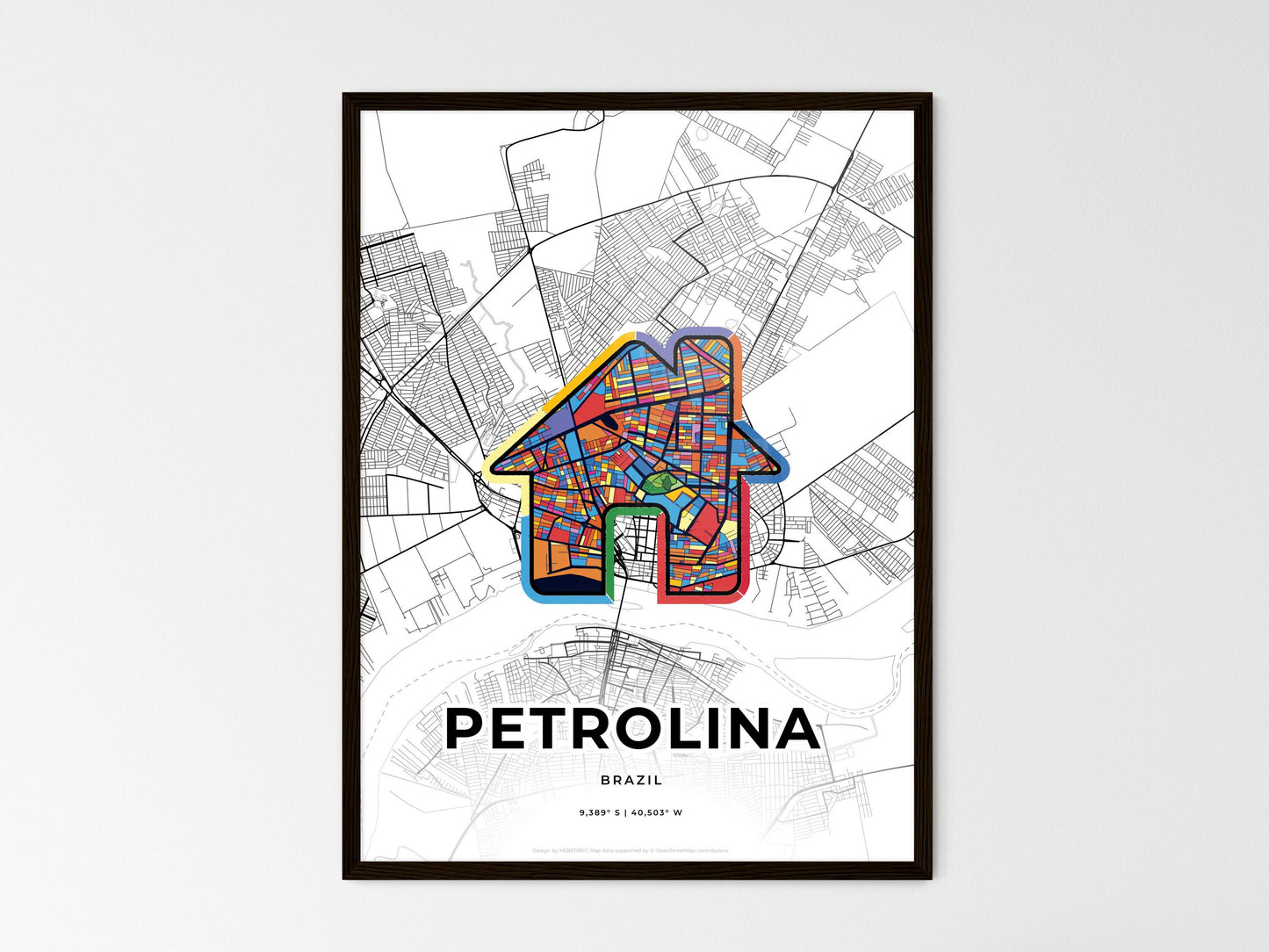 Petrolina Brazil wedding art map with home icon