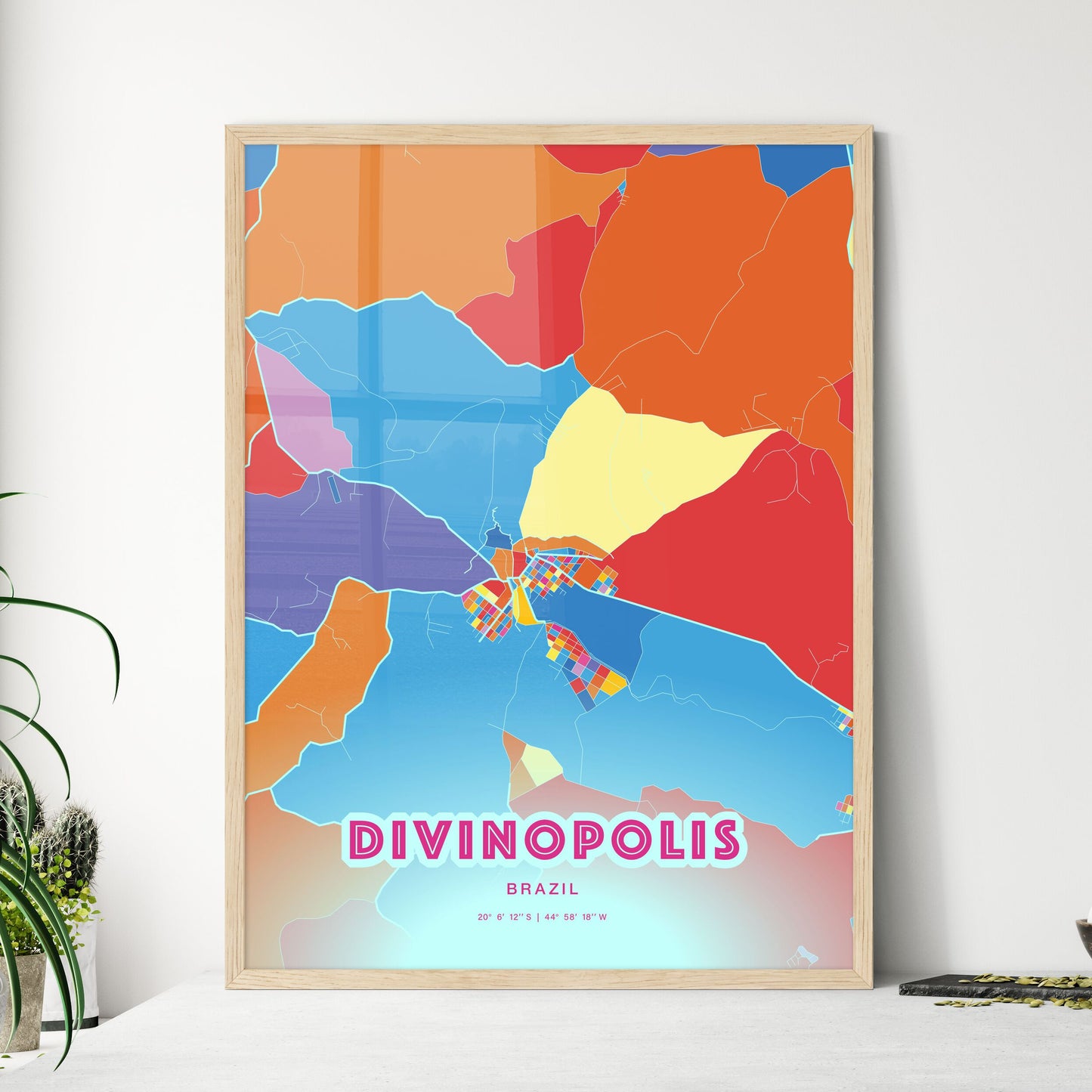 Colorful DIVINOPOLIS BRAZIL Fine Art Map Crazy Colors