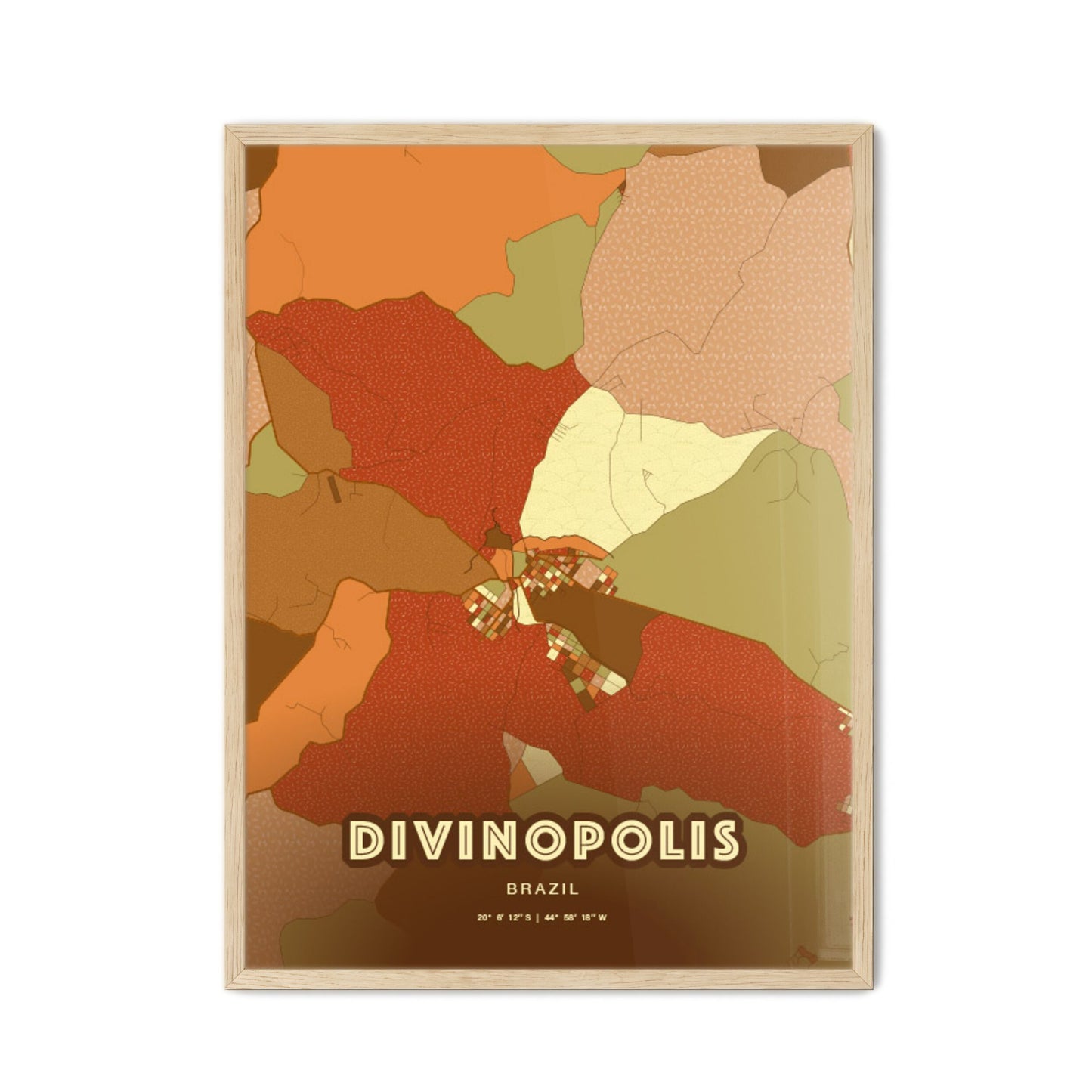 Colorful DIVINOPOLIS BRAZIL Fine Art Map Farmhouse