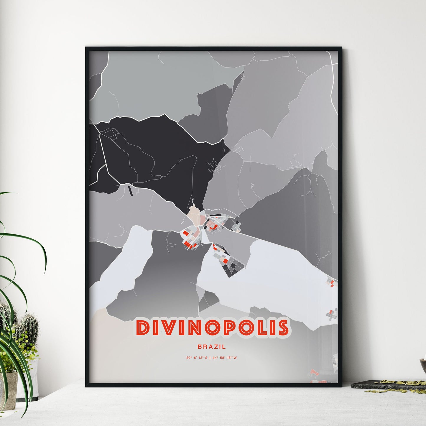 Colorful DIVINOPOLIS BRAZIL Fine Art Map Modern