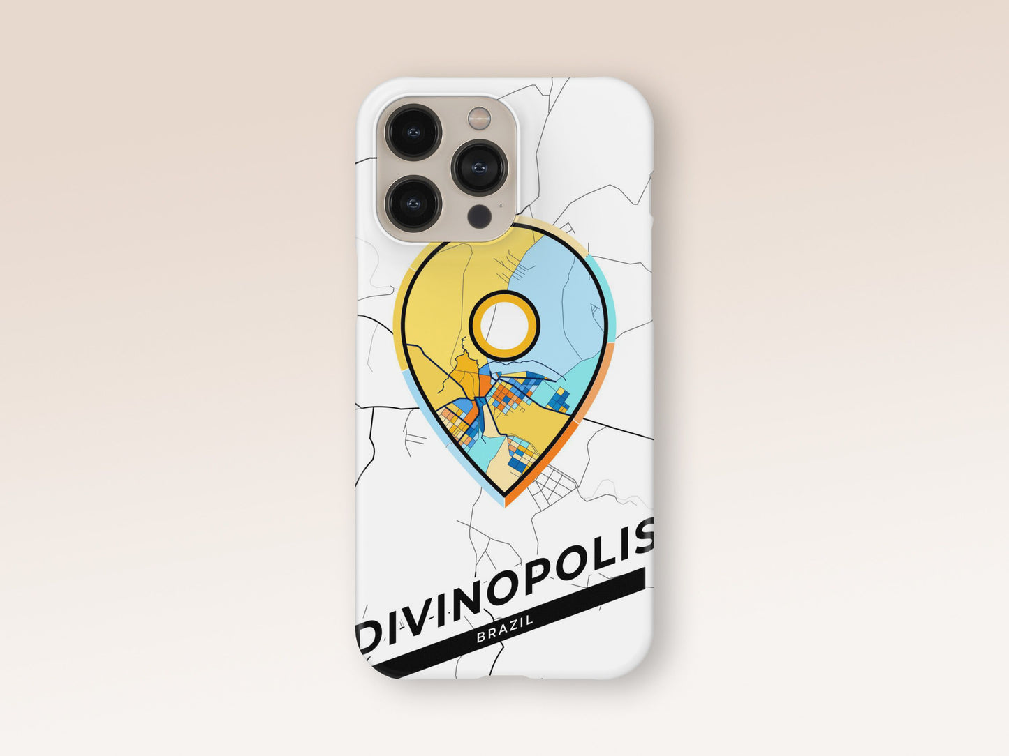 Divinopolis Brazil slim phone case with colorful icon. Birthday, wedding or housewarming gift. Couple match cases. 1