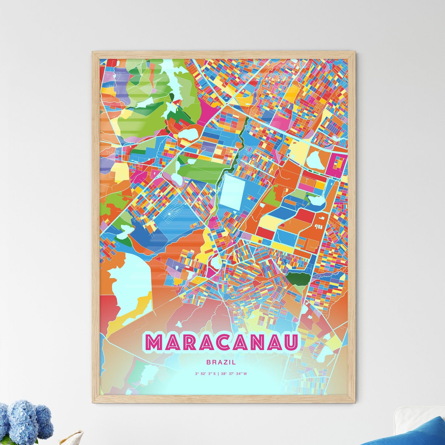 Colorful MARACANAU BRAZIL Fine Art Map Crazy Colors