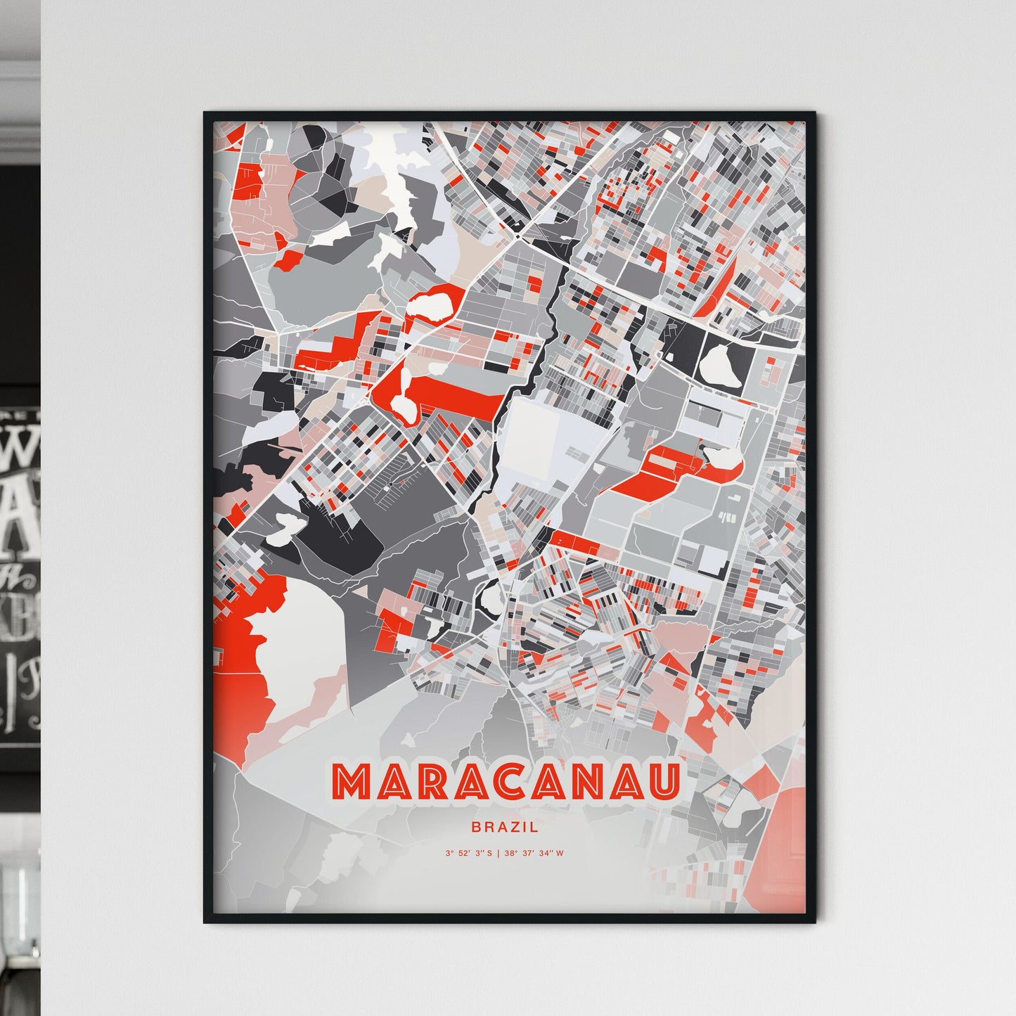 Colorful MARACANAU BRAZIL Fine Art Map Modern