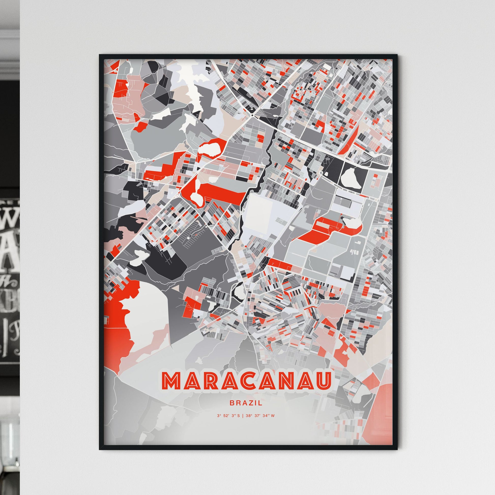 Colorful MARACANAU BRAZIL Fine Art Map Modern